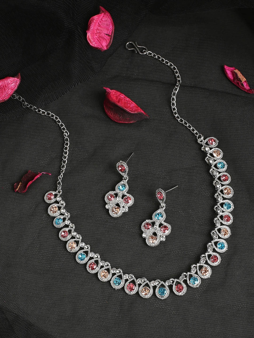 

Atasi International Silver-Plated CZ-Studded Necklace and Earrings