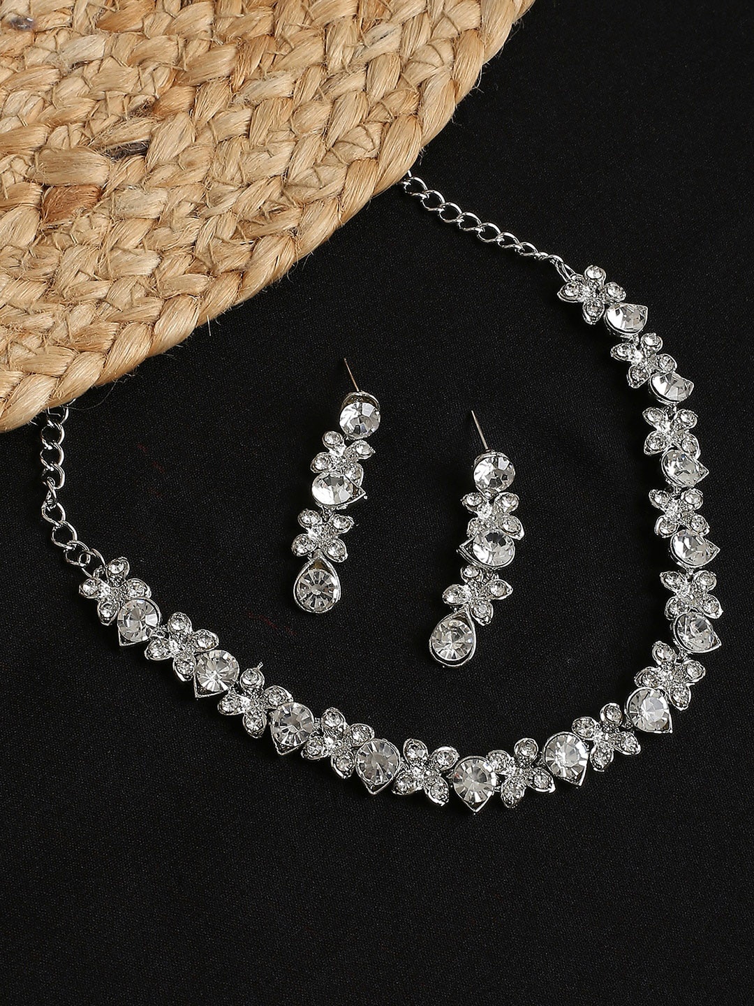 

Atasi International Silver-Plated CZ-Studded Necklace and Earrings