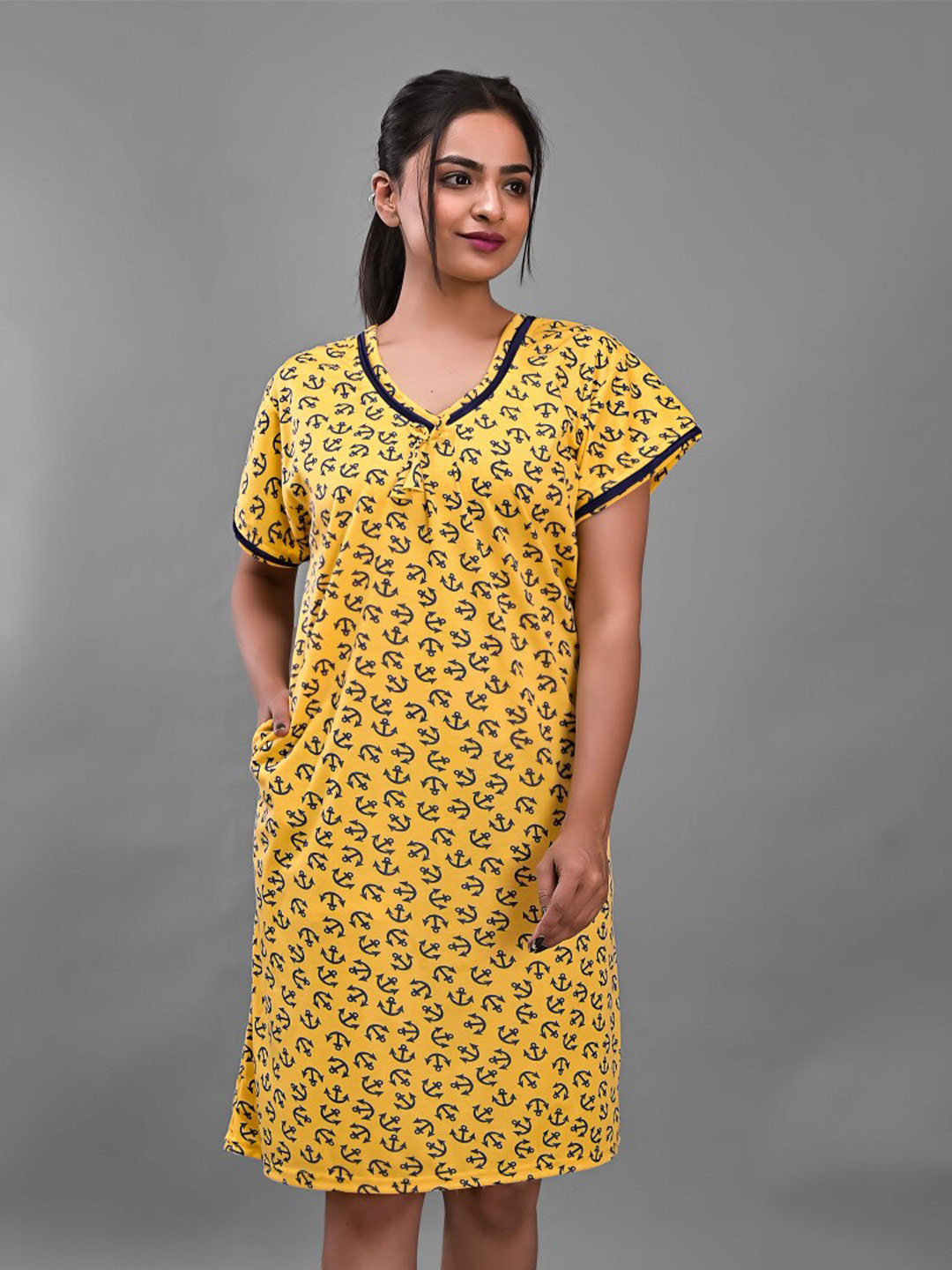 

Apratim Conversational Printed Nightdress, Yellow