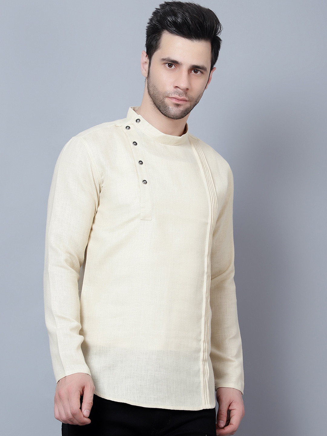

HERE&NOW Men Beige Thread Work Kurta