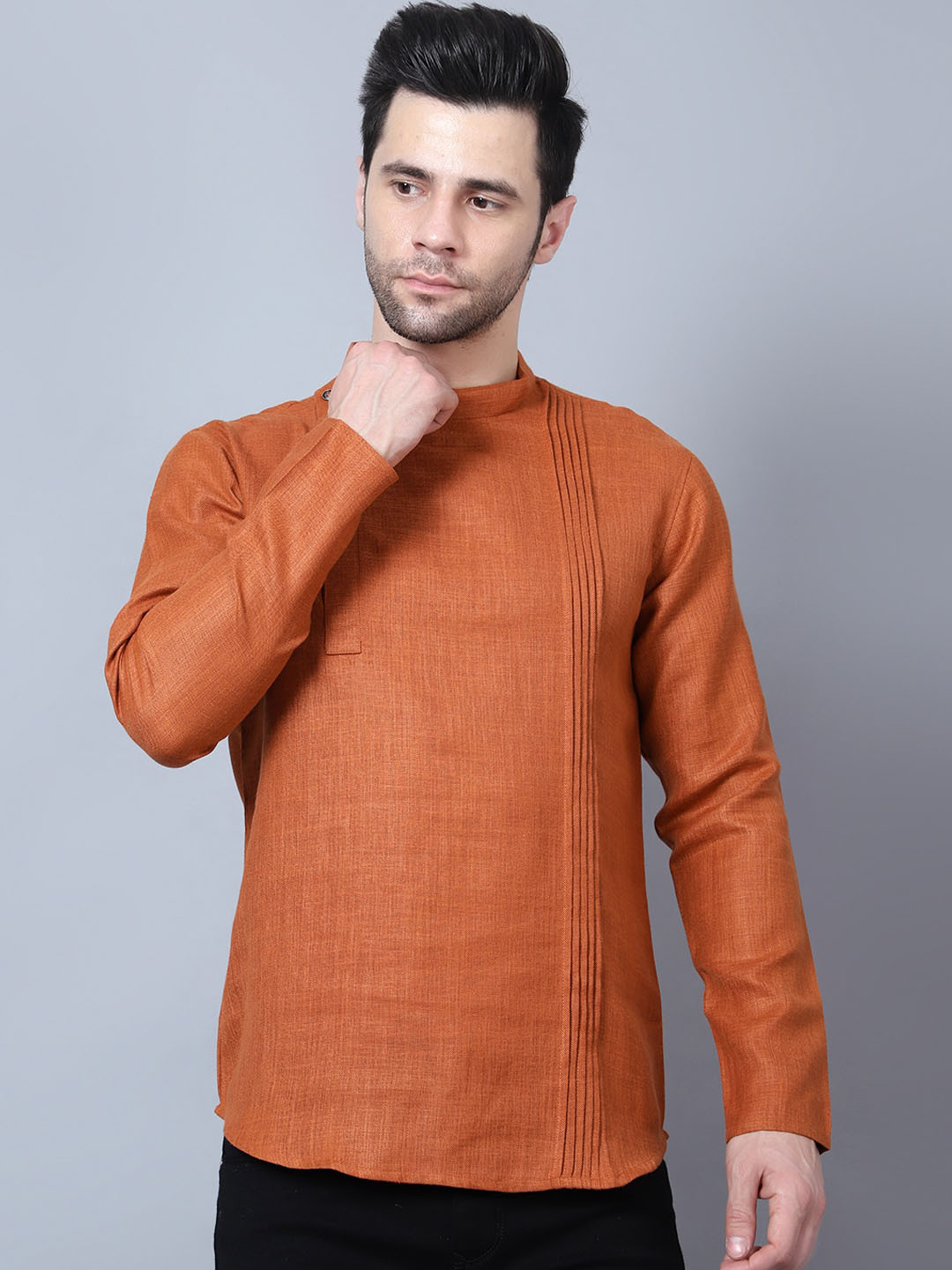 

HERE&NOW Men Rust Thread Work Kurta