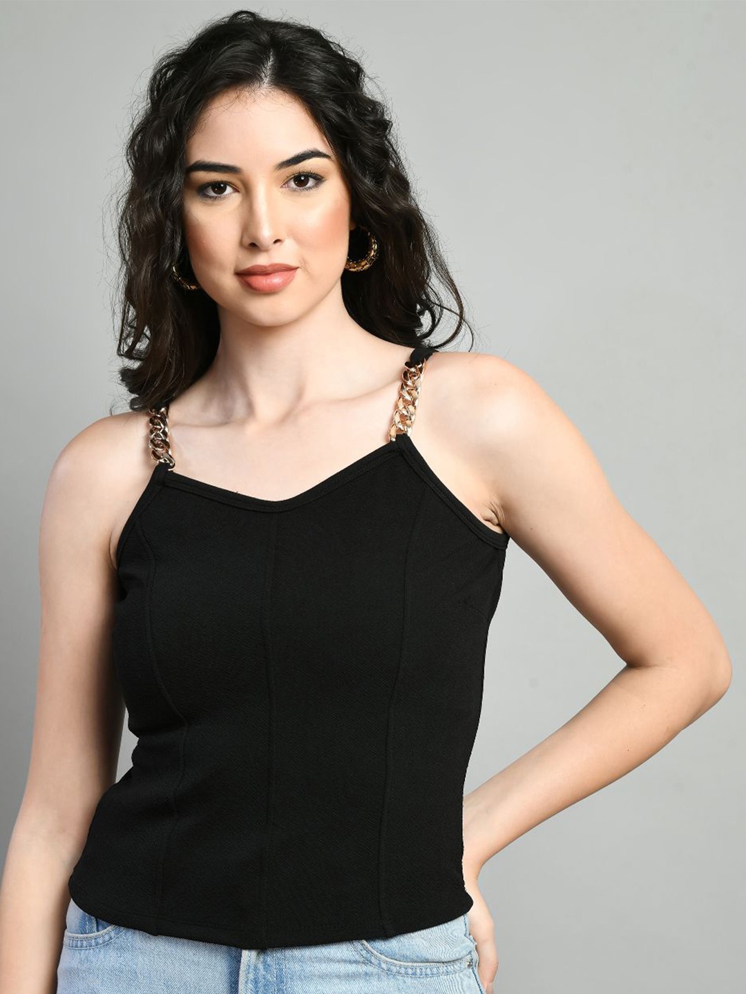 

IUGA Shoulder Strap Sleeveless Top, Black