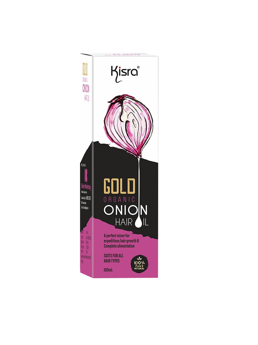 

KISRA Gold Organic Onion Hair Oil for Hair Growth & Hairfall Control - 100ml, Purple