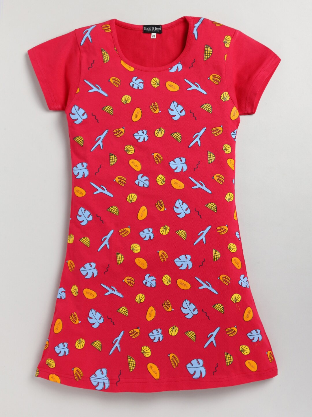 

Todd N Teen Girls Floral Printed Pure Cotton Nightdress, Red