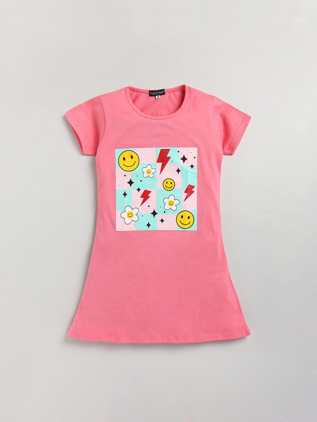 

Todd N Teen Girls Graphic Printed Pure Cotton Nightdress, Pink