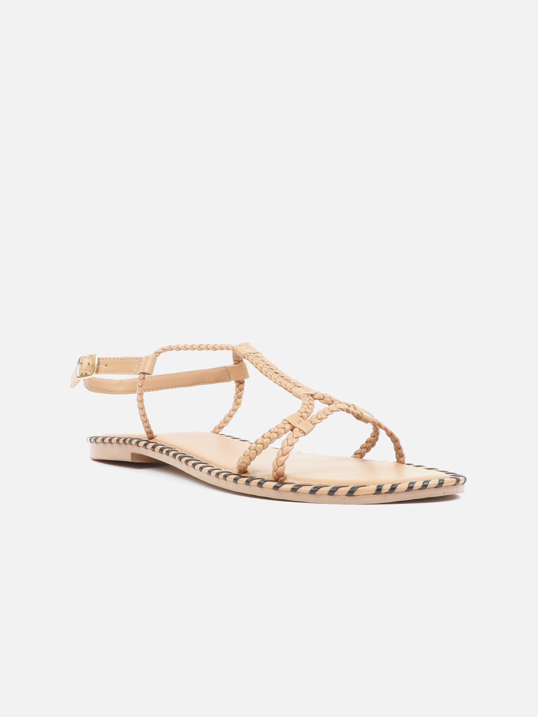 

Carlton London Women Braided Open Toe Flats With Backstrap, Tan