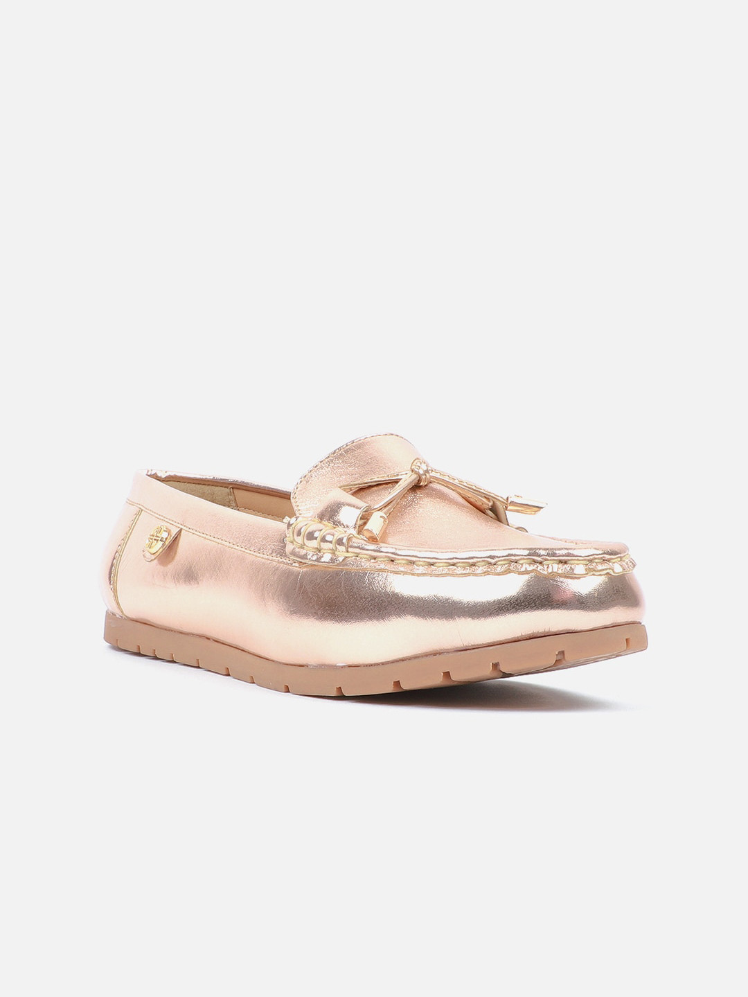 

Carlton London Women Round Toe Ballerinas With Bows, Rose gold