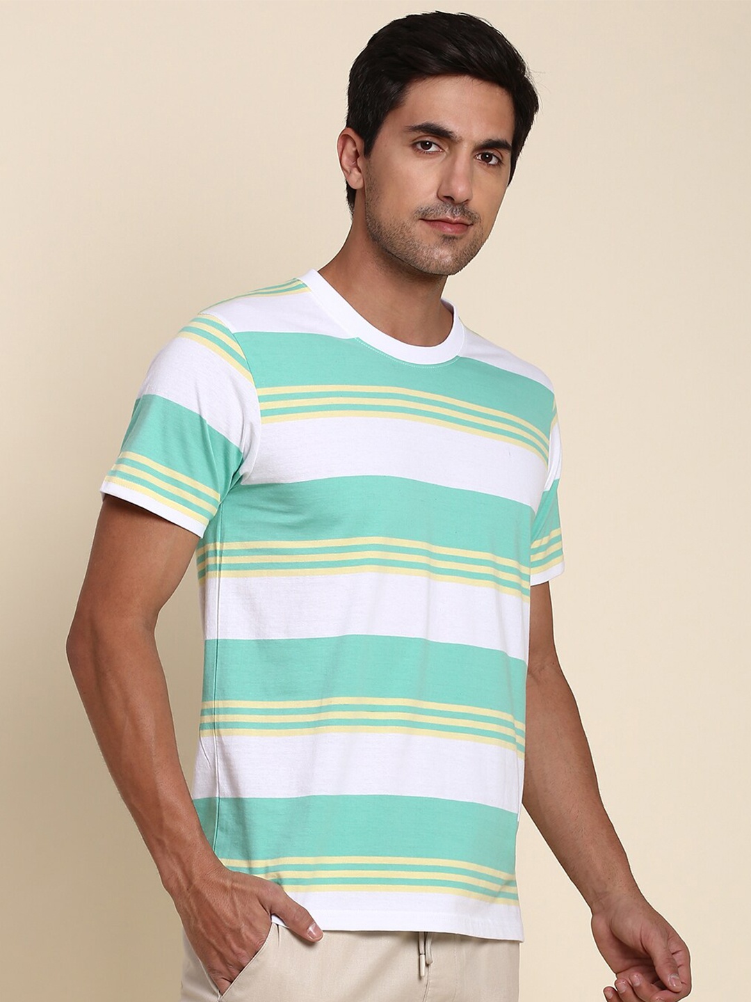 

Dennis Lingo Striped Cotton T-shirt, Sea green