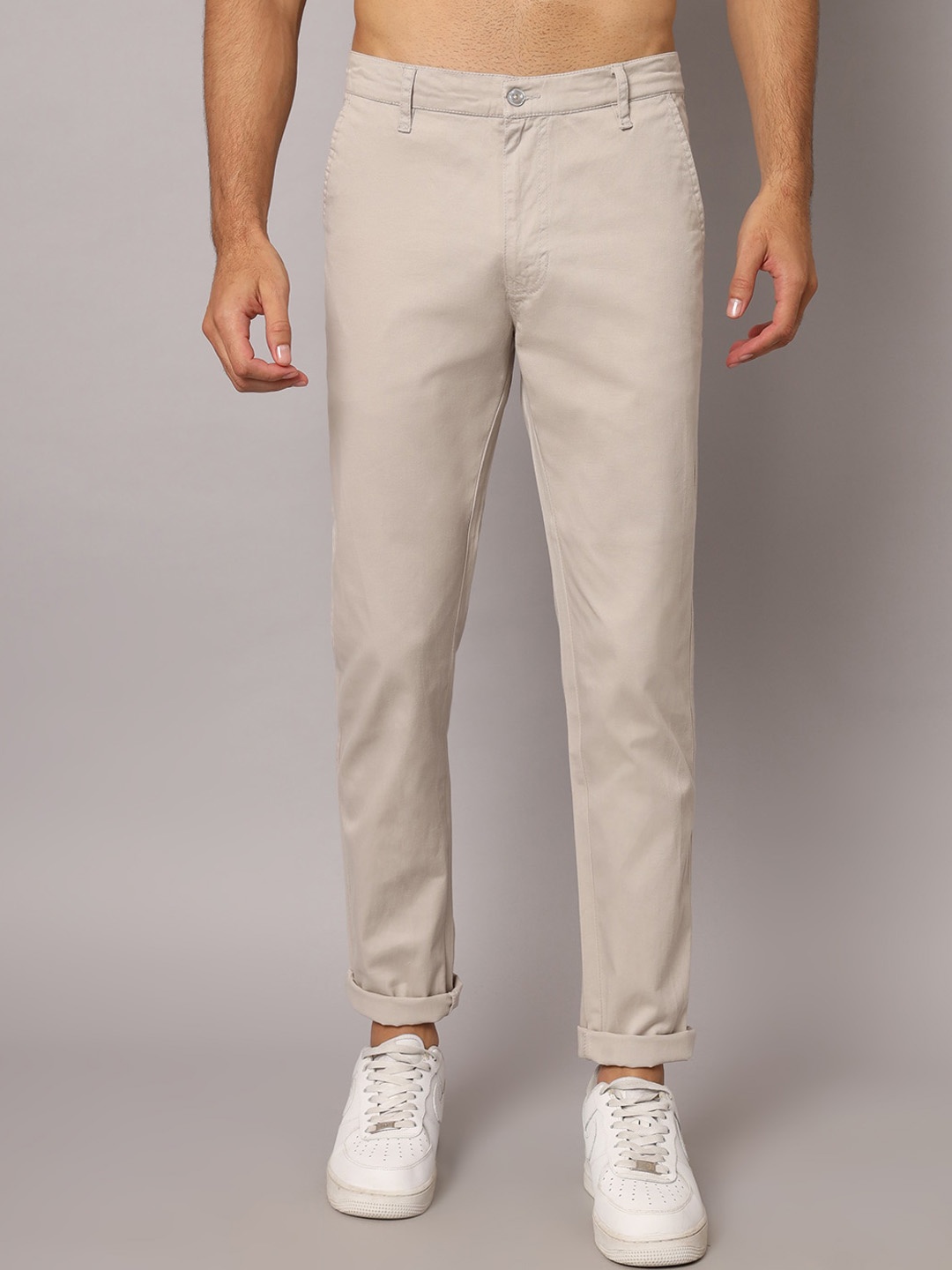 

PEPPYZONE Men Slim Fit Chinos, Grey