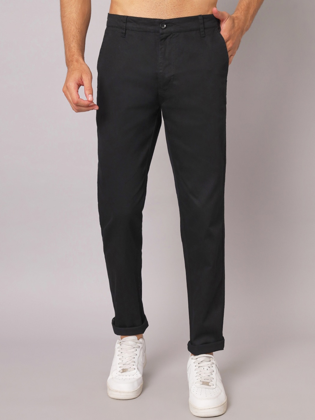 

PEPPYZONE Men Slim Fit Chinos, Black