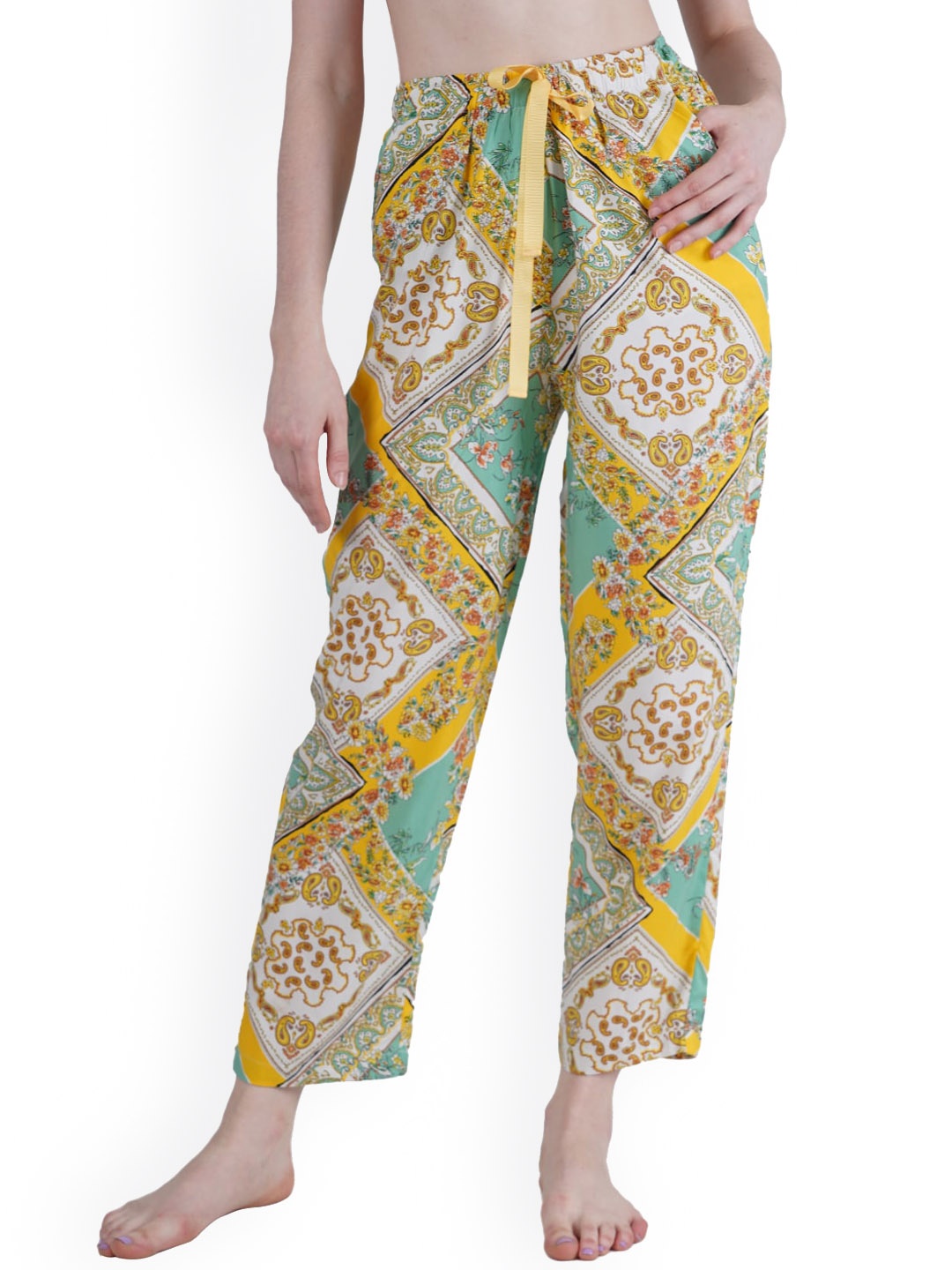 

Style Shoes Women Printed Lounge Pants, Yellow
