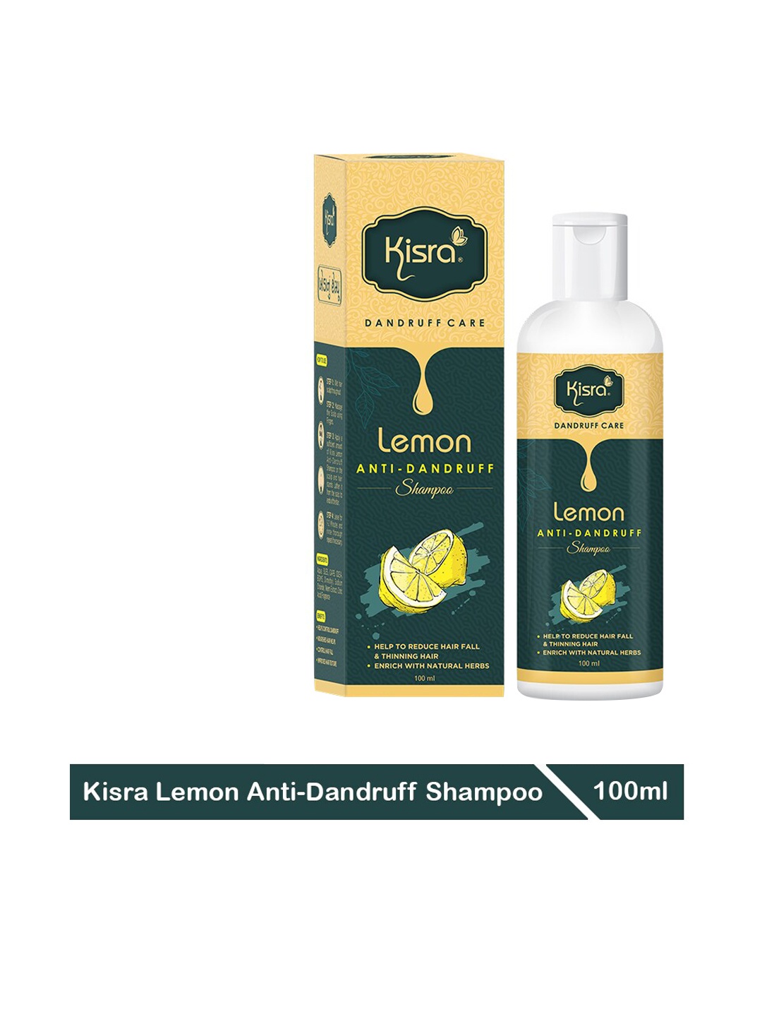 

KISRA Set Of 3 Lemon Anti-Dandruff Shampoo With Neem - 100ml Each, Sea green