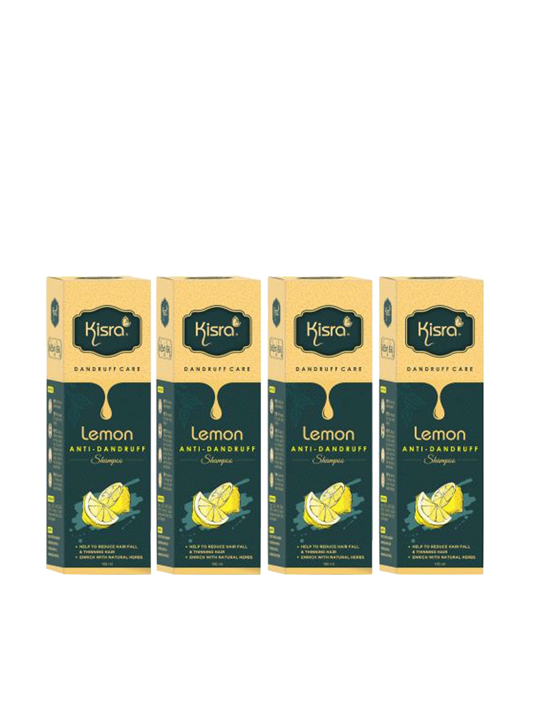 

KISRA Set Of 4 Lemon Anti-Dandruff Shampoo With Neem - 100ml Each, Sea green