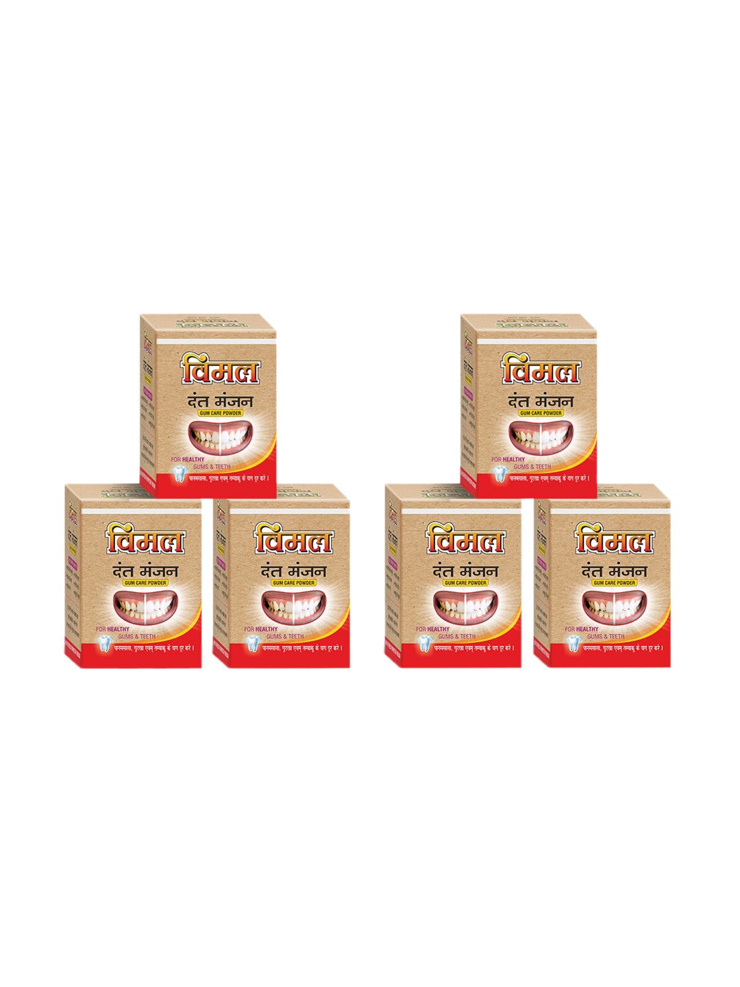 

KISRA Set of 6 Vimal Dant Manjan - 25 g Each, Red