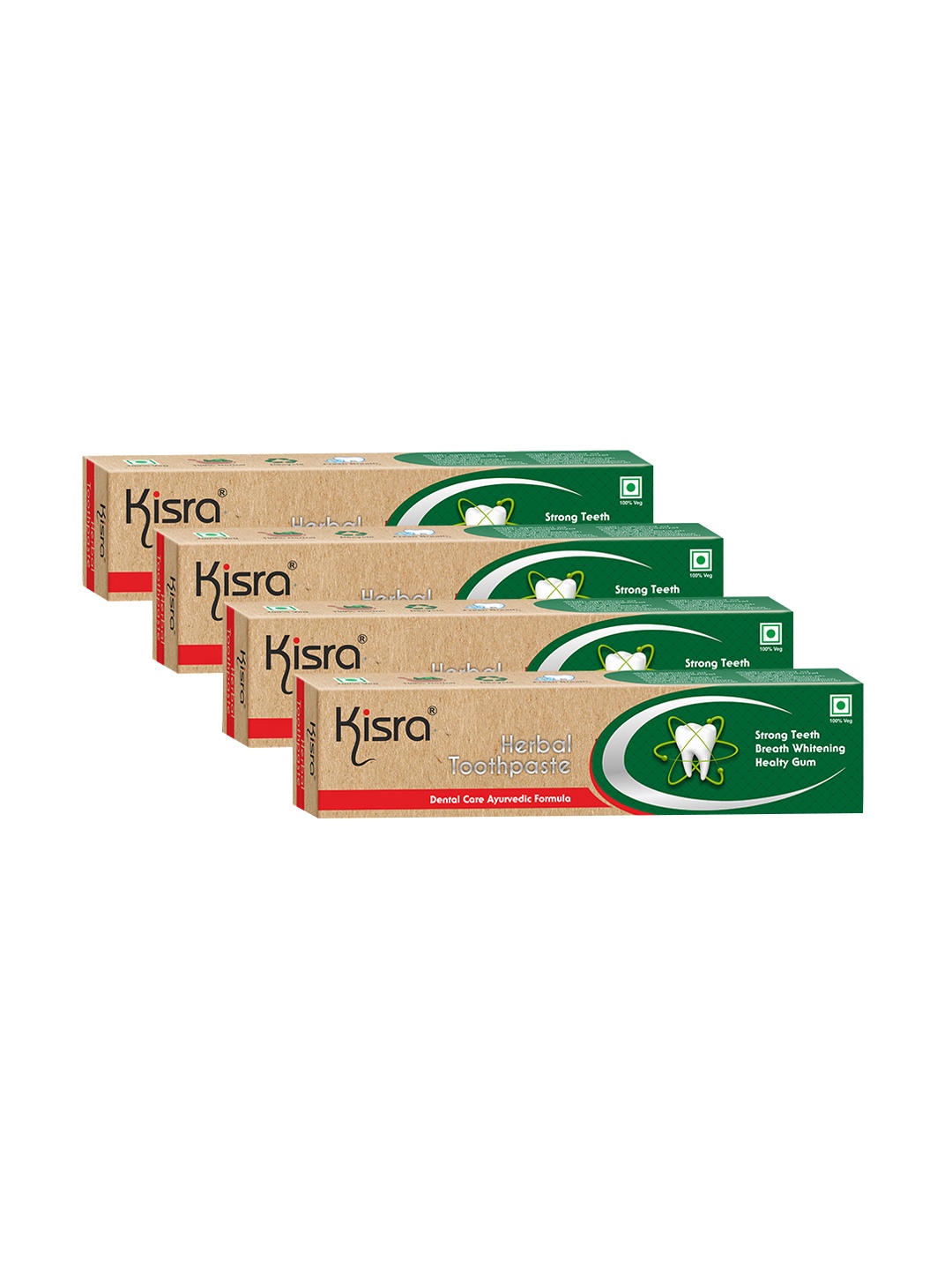 

KISRA Set of 4 Herbal Strong Toothpaste- 50 g Each, Brown