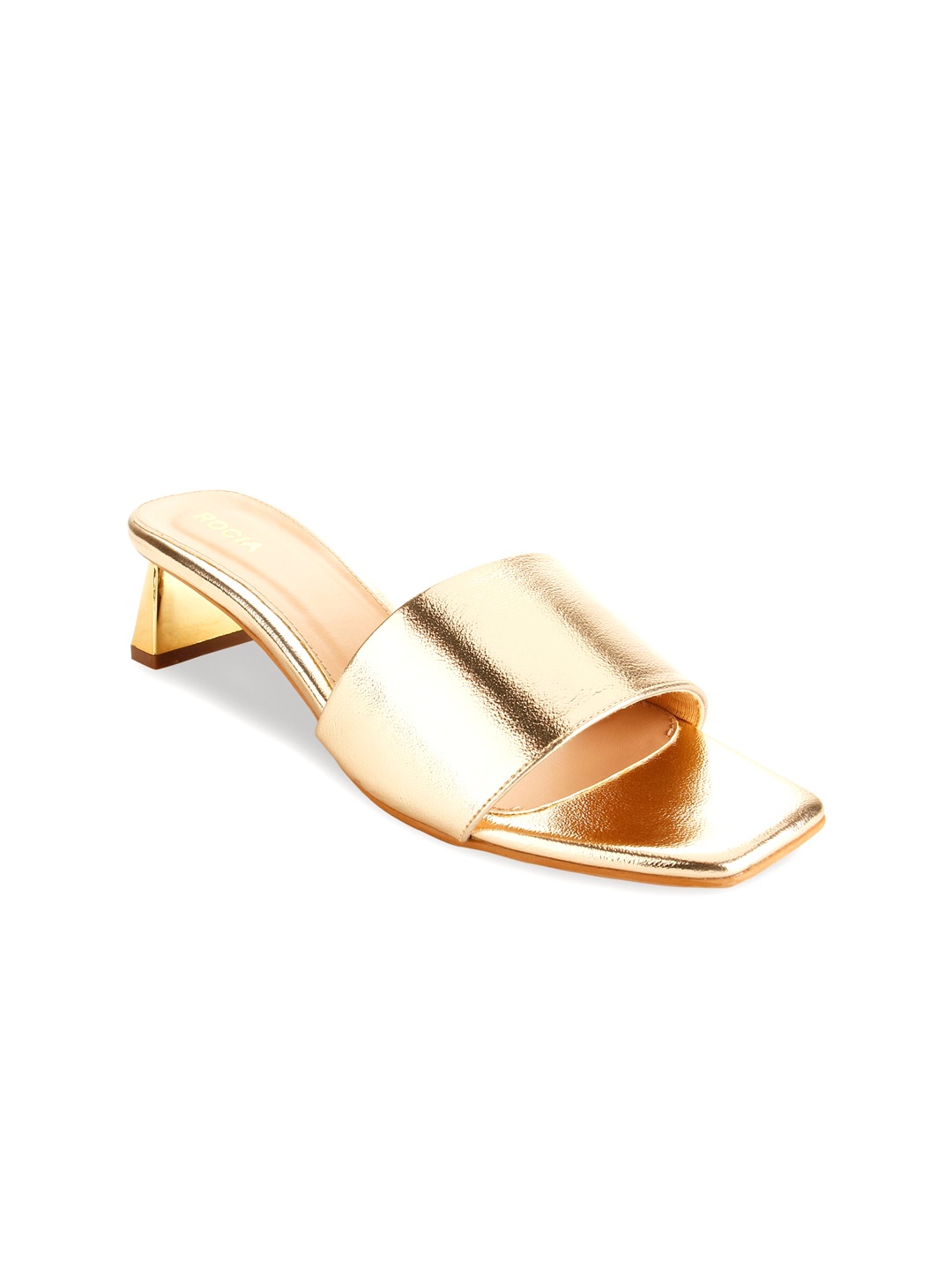 

Rocia Textured Open Toe Block Heels, Gold
