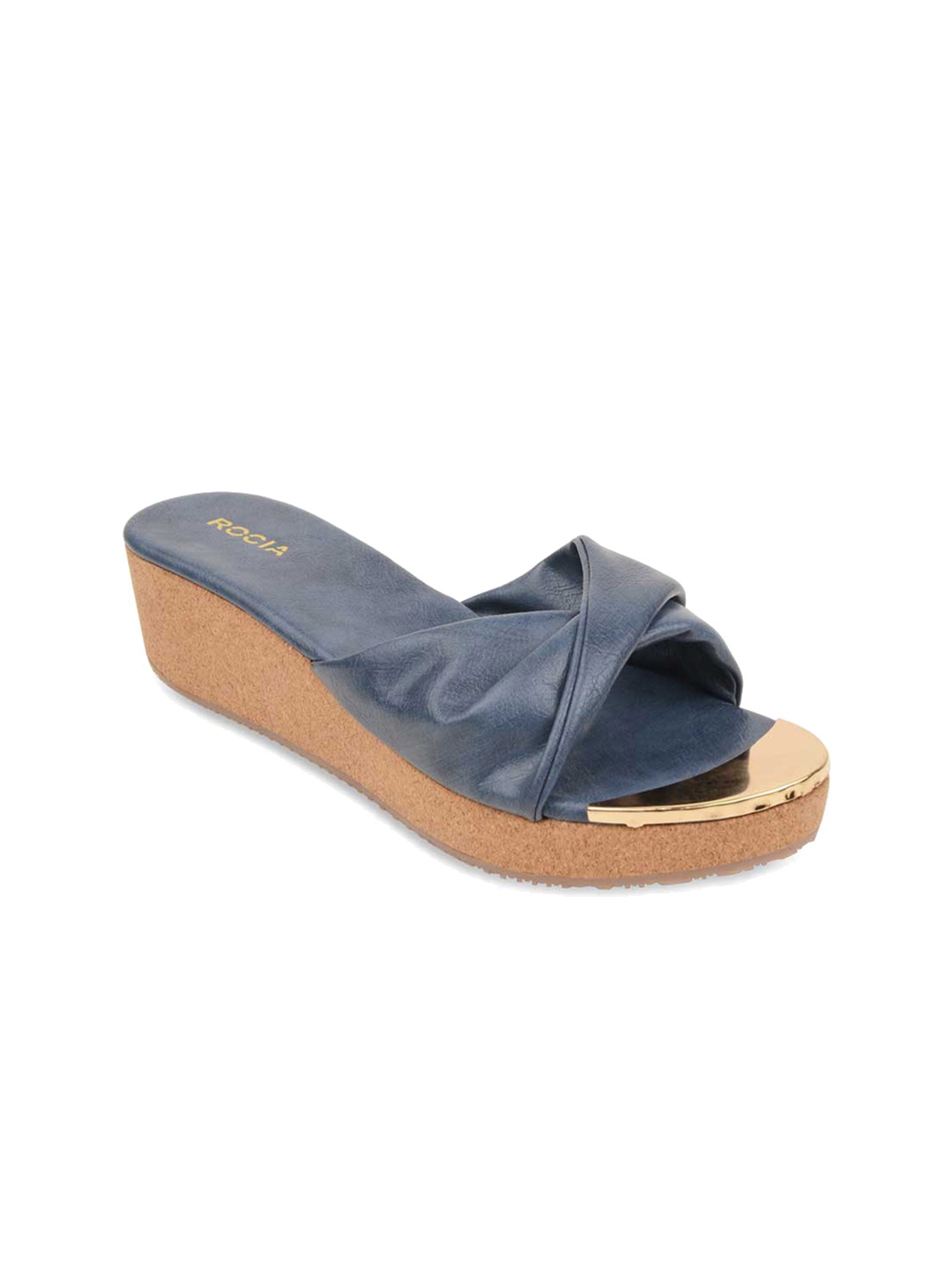 

Rocia Textured Open Toe Flatform Heels, Blue