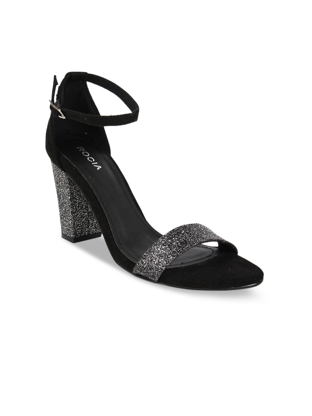 

Rocia Embellished Block Heels With Ankle Loop, Black