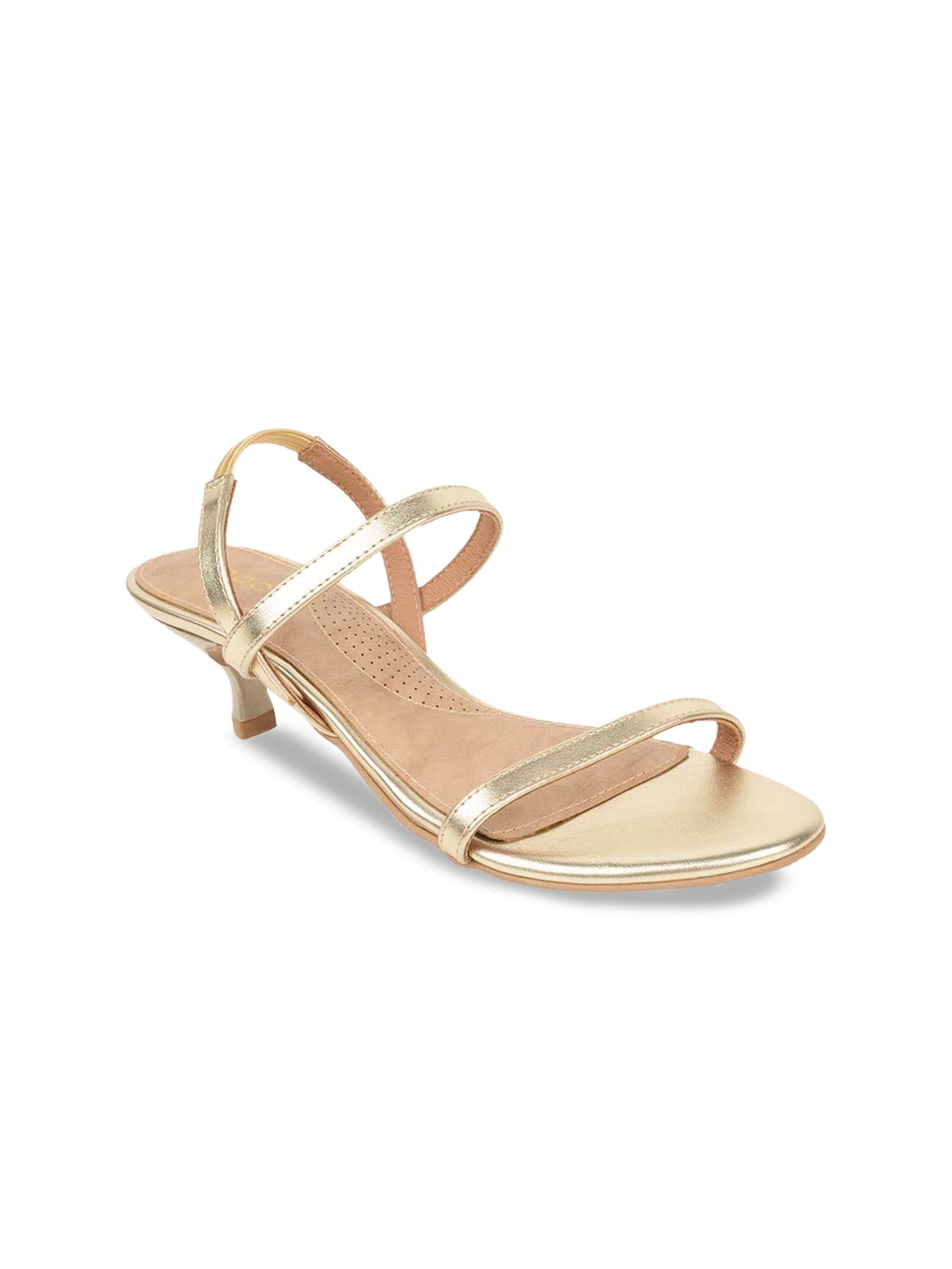 

Rocia Open Toe Kitten Heels With Backstrap, Gold