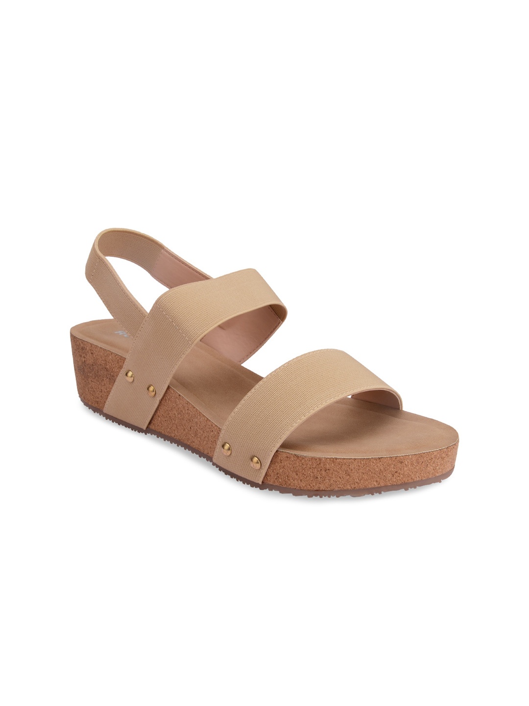 

Rocia Double Strap Flatform Heels With Backstrap, Beige