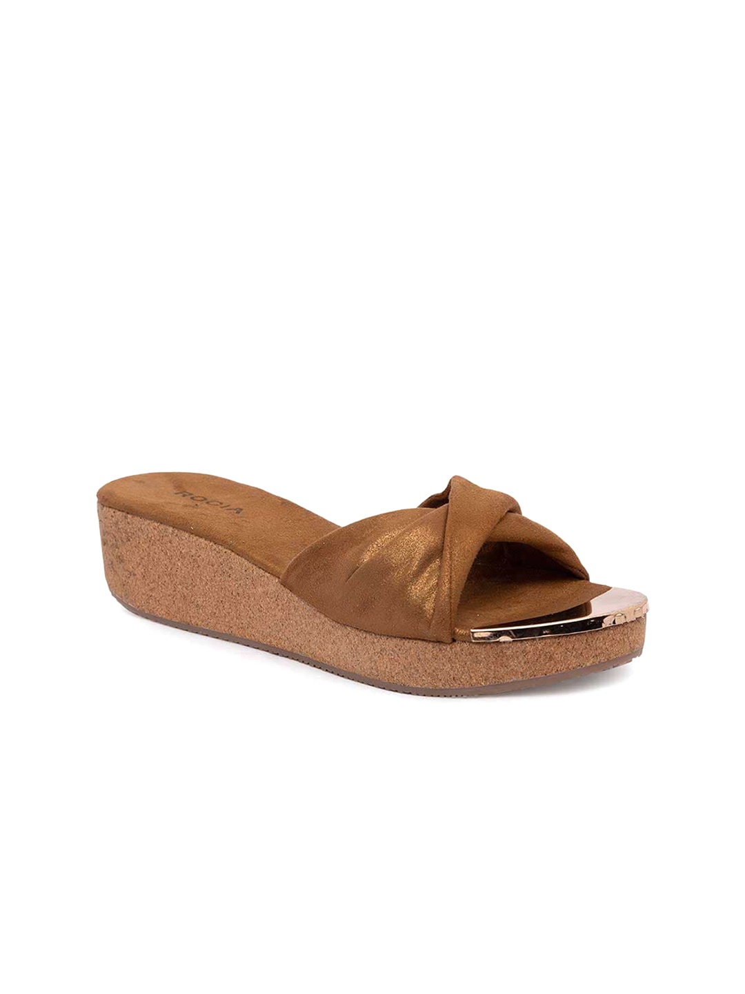 

Rocia Textured Open Toe Flatform Heels, Gold