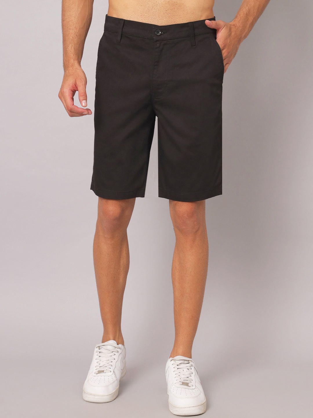 

PEPPYZONE Men Knee Length Mid-Rise Chino Shorts, Grey