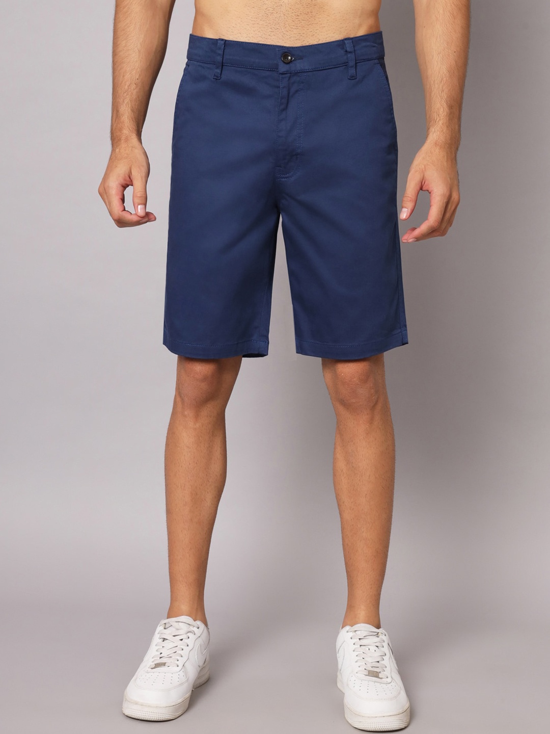 

PEPPYZONE Men Knee Length Mid-Rise Chino Shorts, Blue