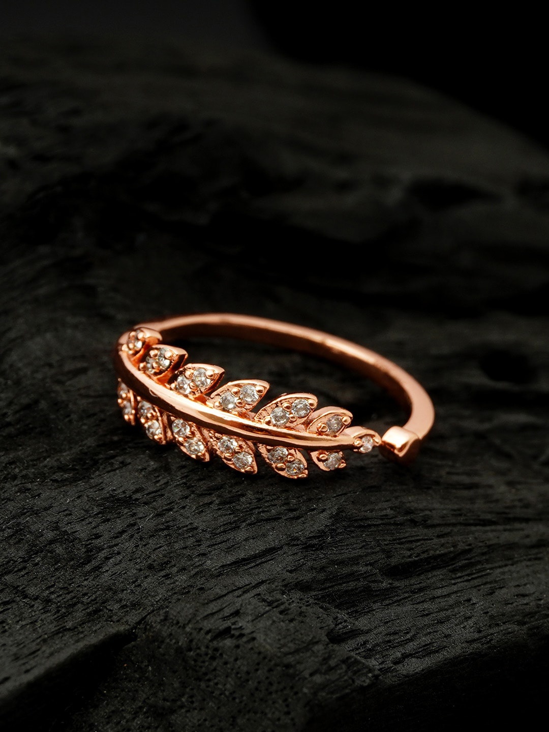 

Ferosh Rose Gold-Plated Stone-Studded Adjustable Finger Ring