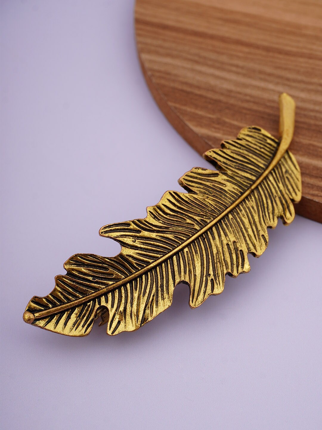 

Ferosh Leaf French Barrette, Gold