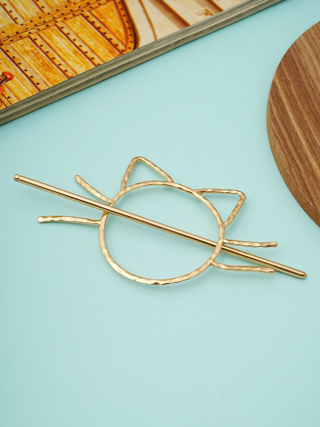

Ferosh Metal Cat Bun Hairstick, Gold