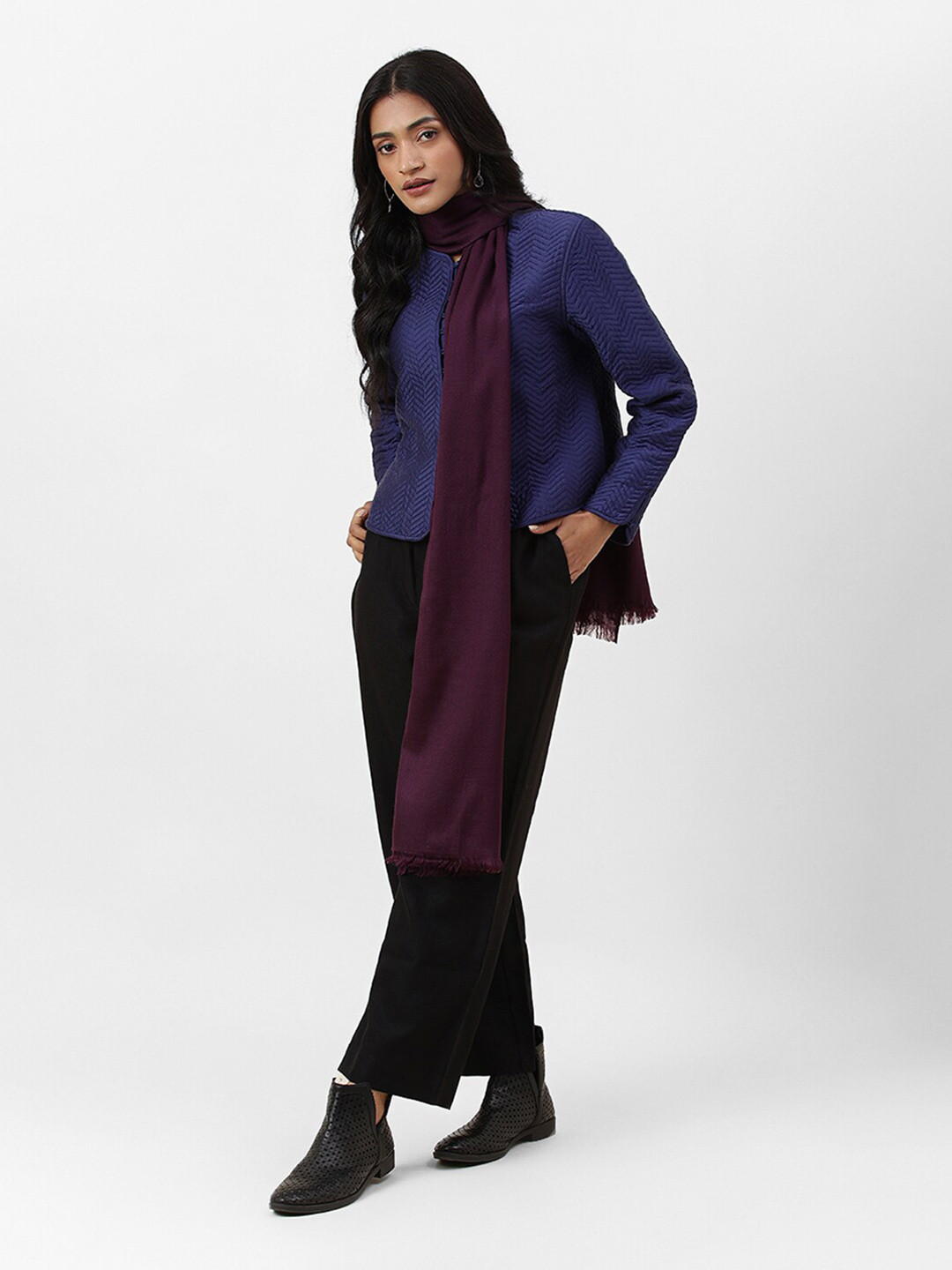 

Fabindia Wool Hand Woven Stole, Purple