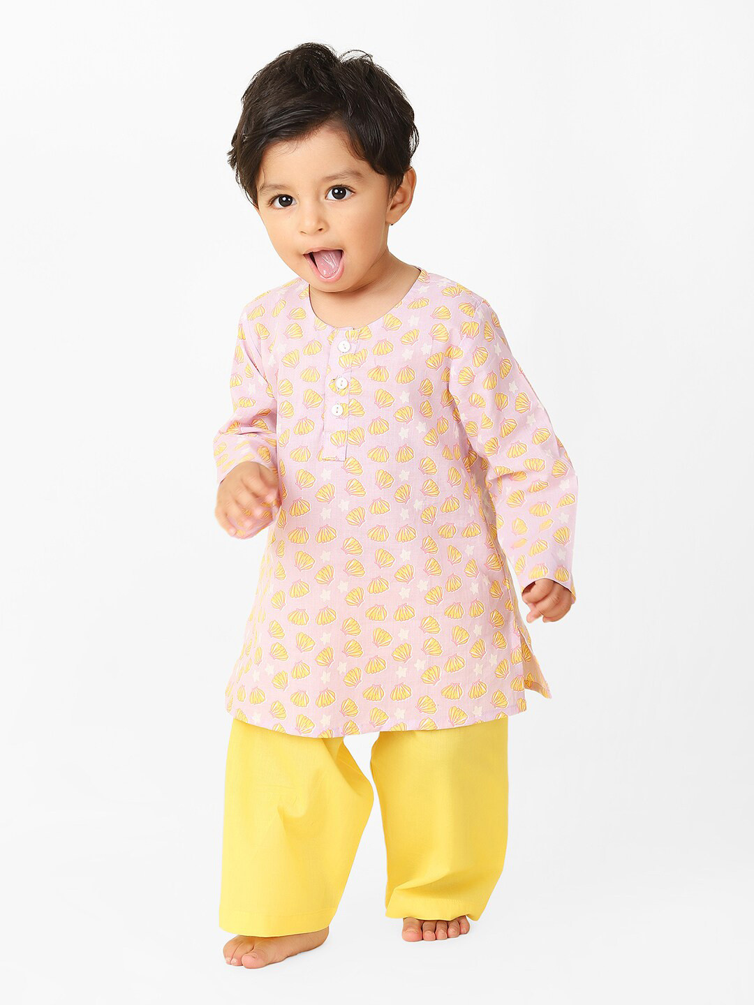 

Fabindia Boys Conversational Printed Top with Pyjamas, Purple