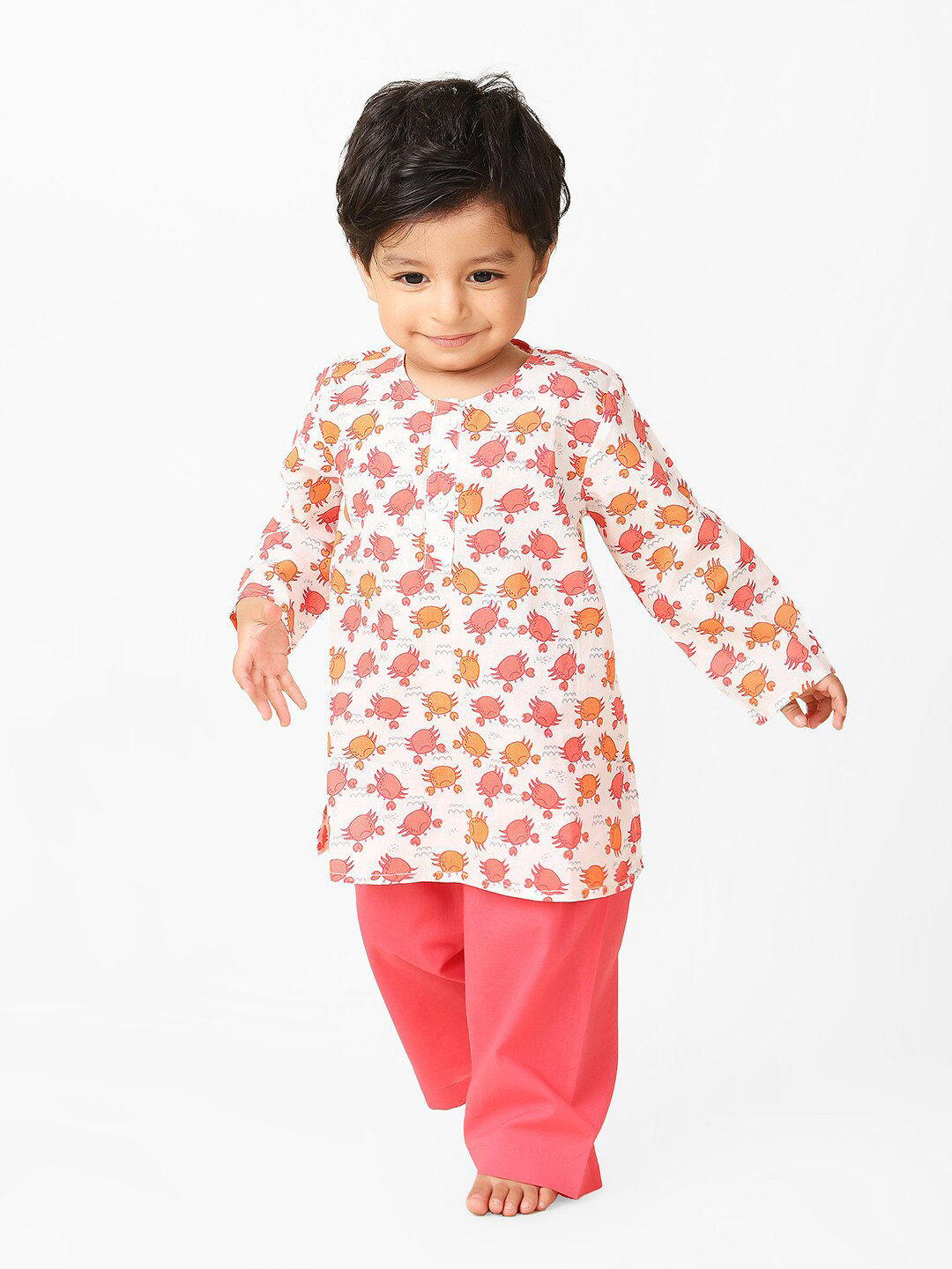 

Fabindia Boys Conversational Printed Top with Pyjamas, Red