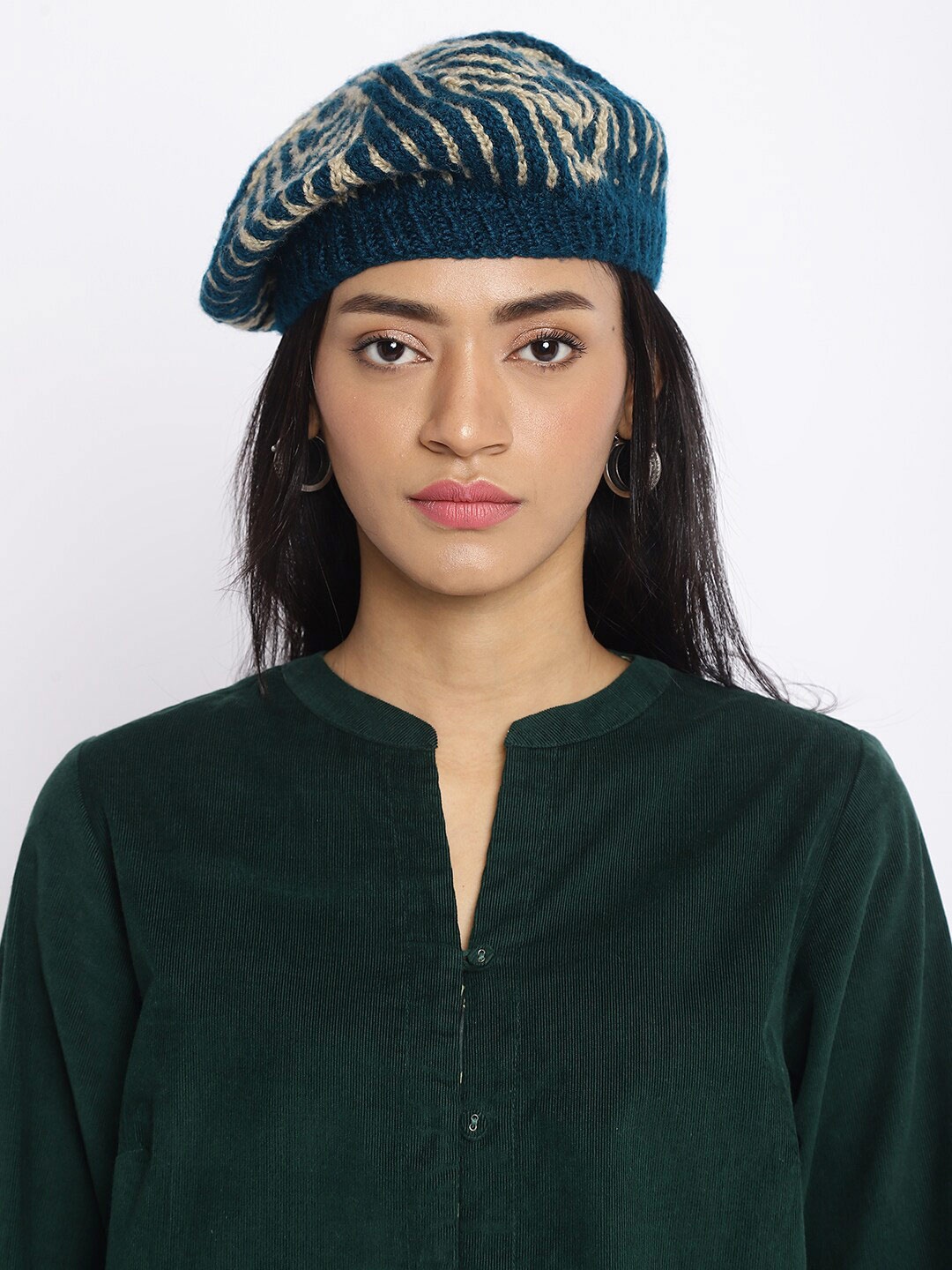 

Fabindia Women Self Design Acrylic Ascot Cap, Teal