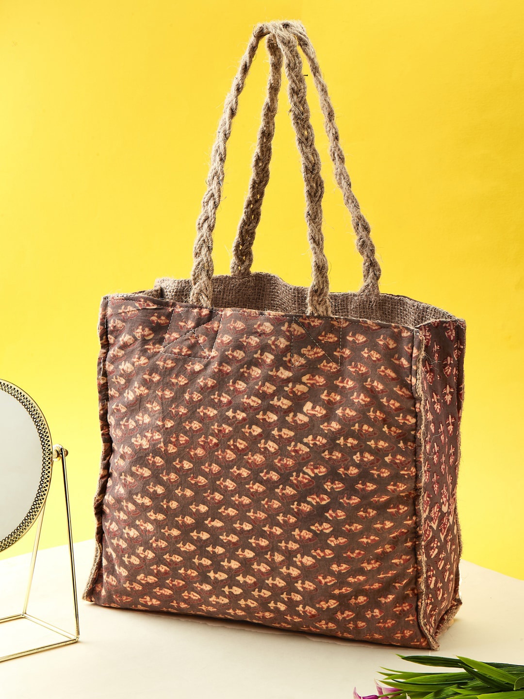 

Fabindia Ethnic Motifs Printed Oversized Shopper Shoulder Bag, Brown