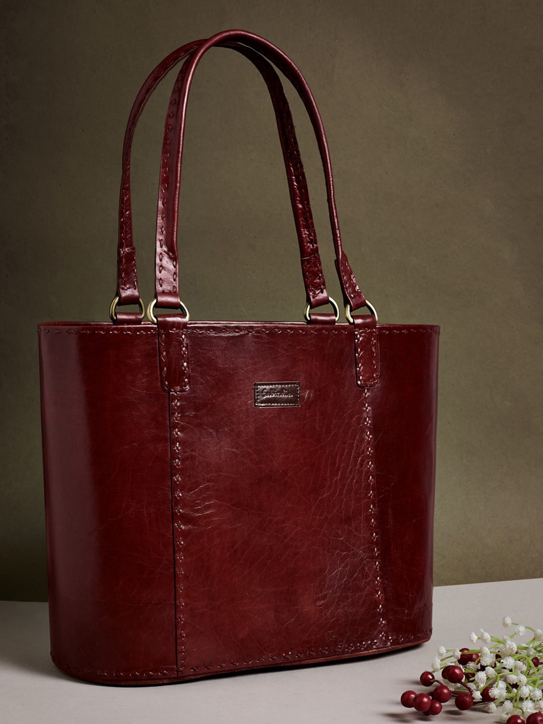 

Fabindia Leather Structured Shoulder Bag, Brown