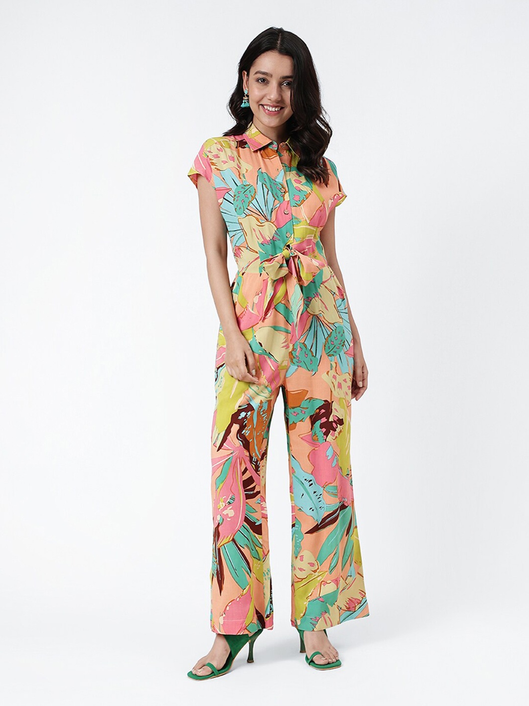 

Fabindia Printed Basic Jumpsuit, Peach