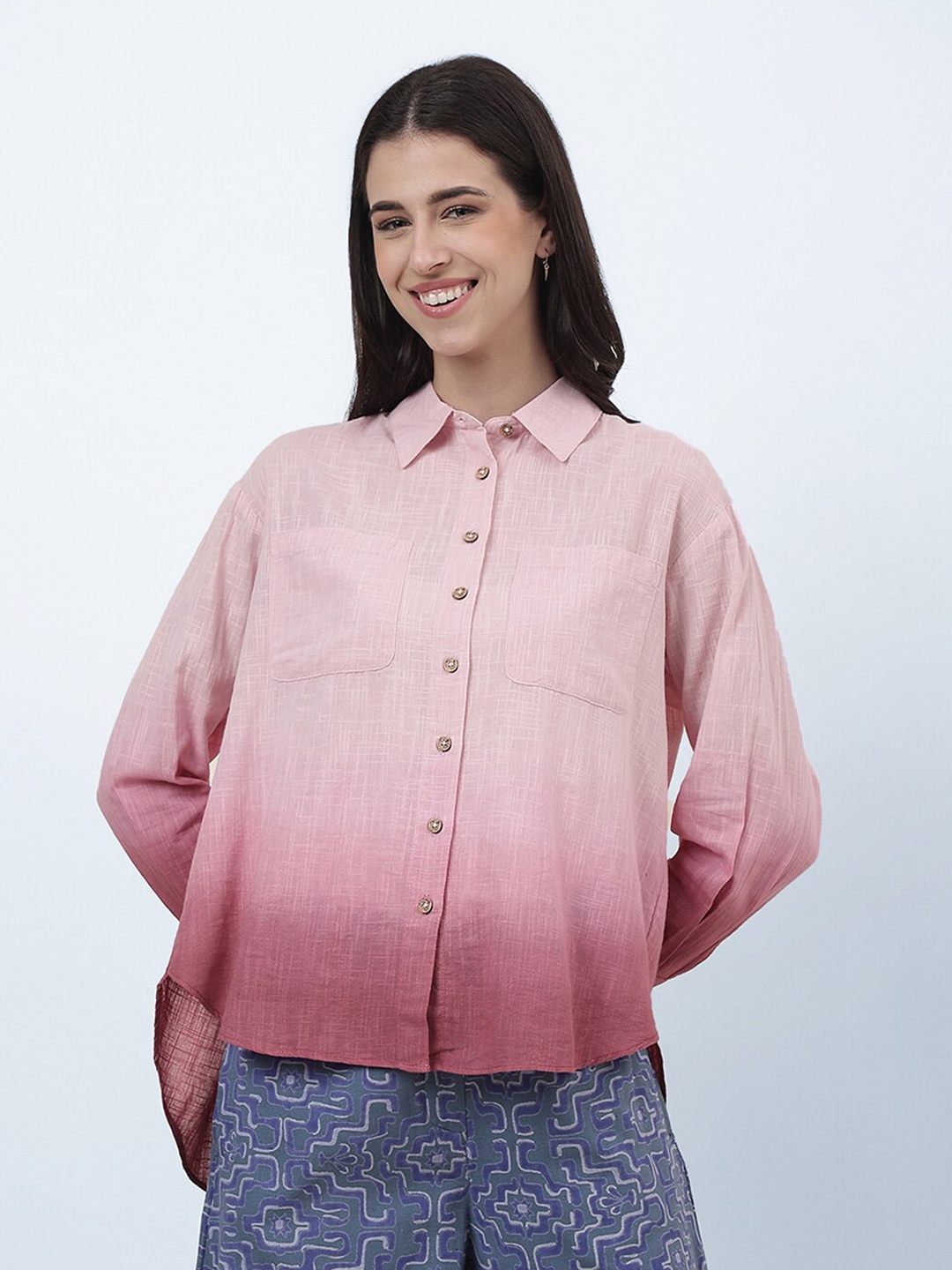 

Fabindia Faded Spread Collar Long Sleeves Straight Cotton Casual Shirt, Maroon