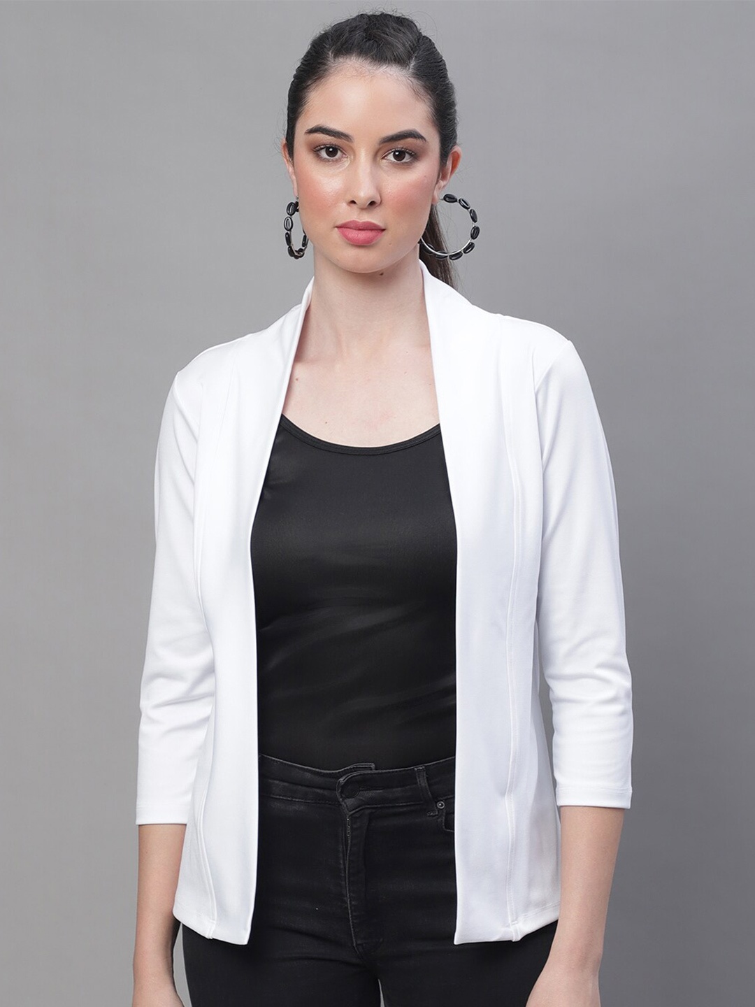 

Rute Open Front Stylish Cotton Shrug, White