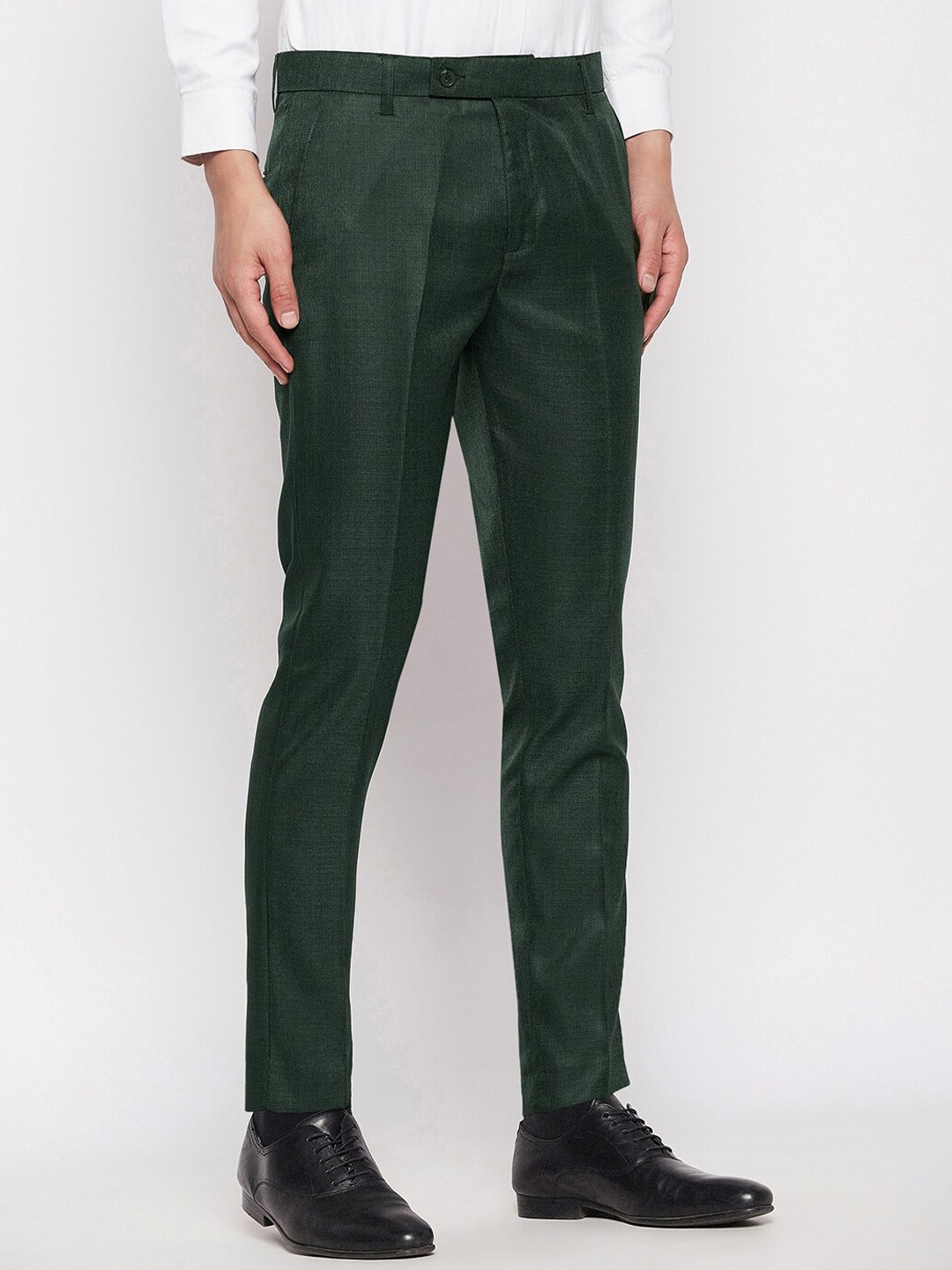 

VEI SASTRE Men Smart Slim Fit Mid-Rise Formal Trouser, Green