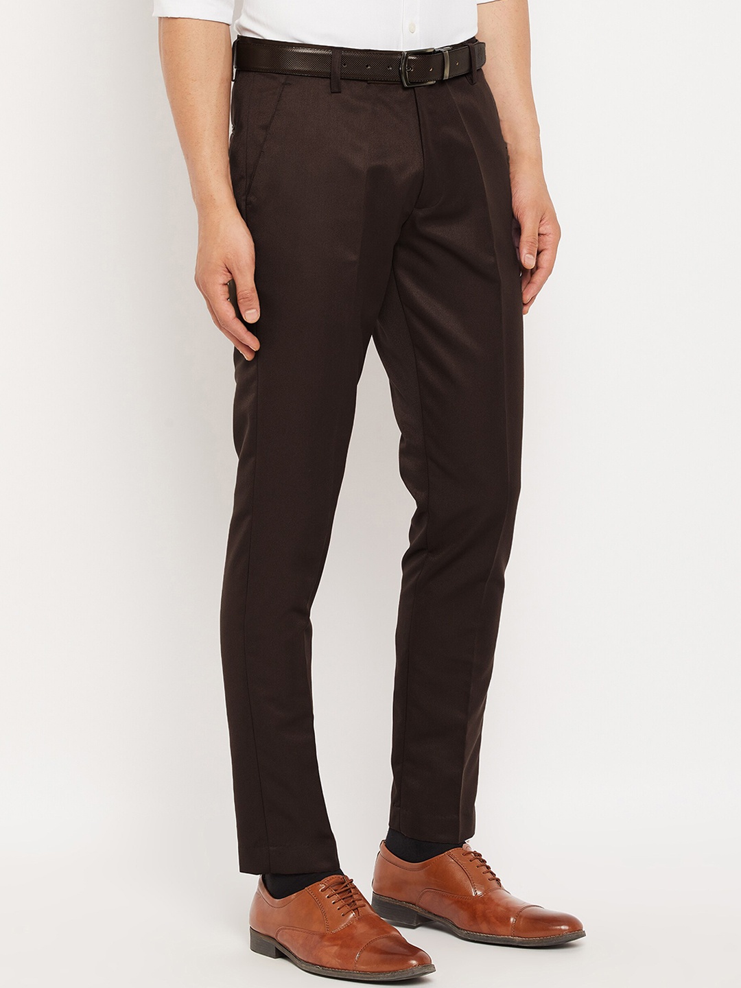

VEI SASTRE Men Smart Slim Fit Mid-Rise Formal Trouser, Brown