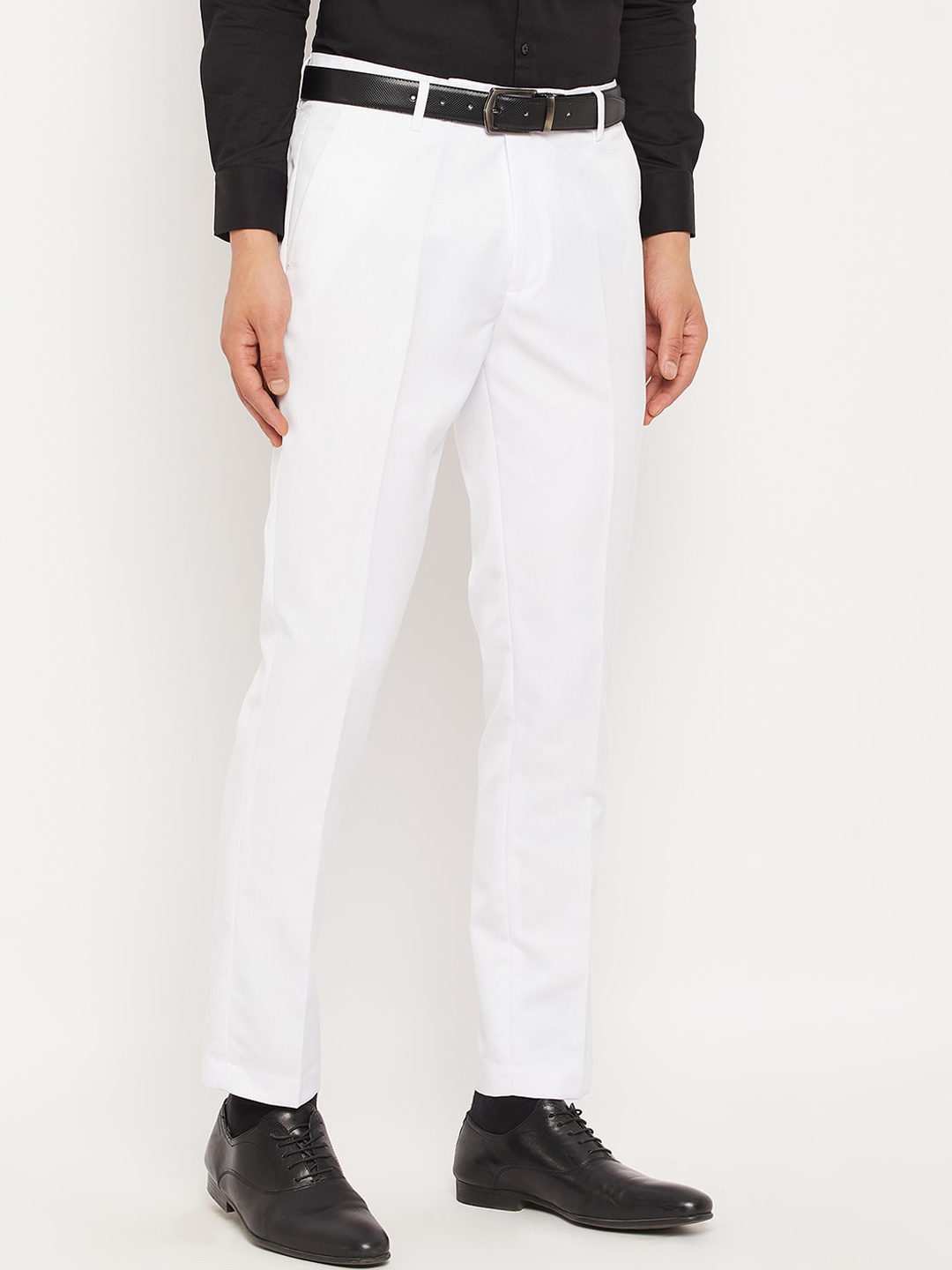 

VEI SASTRE Men Mid-Rise plain Smart Slim Fit Formal Trousers, White