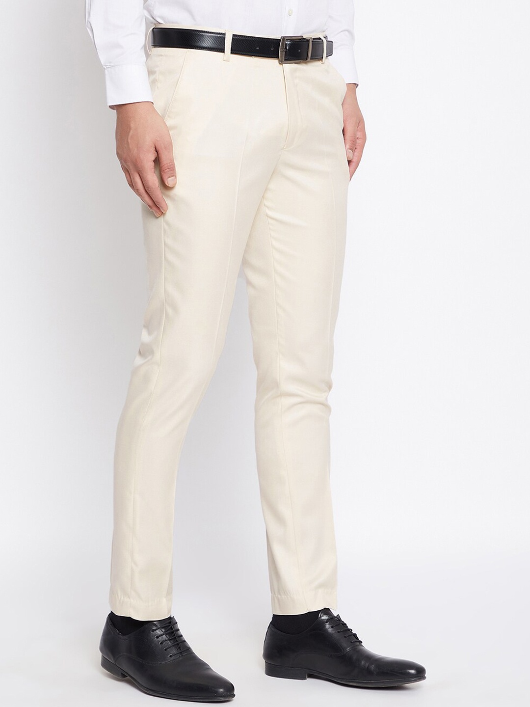 

VEI SASTRE Men Smart Slim Fit Formal Trousers, Beige
