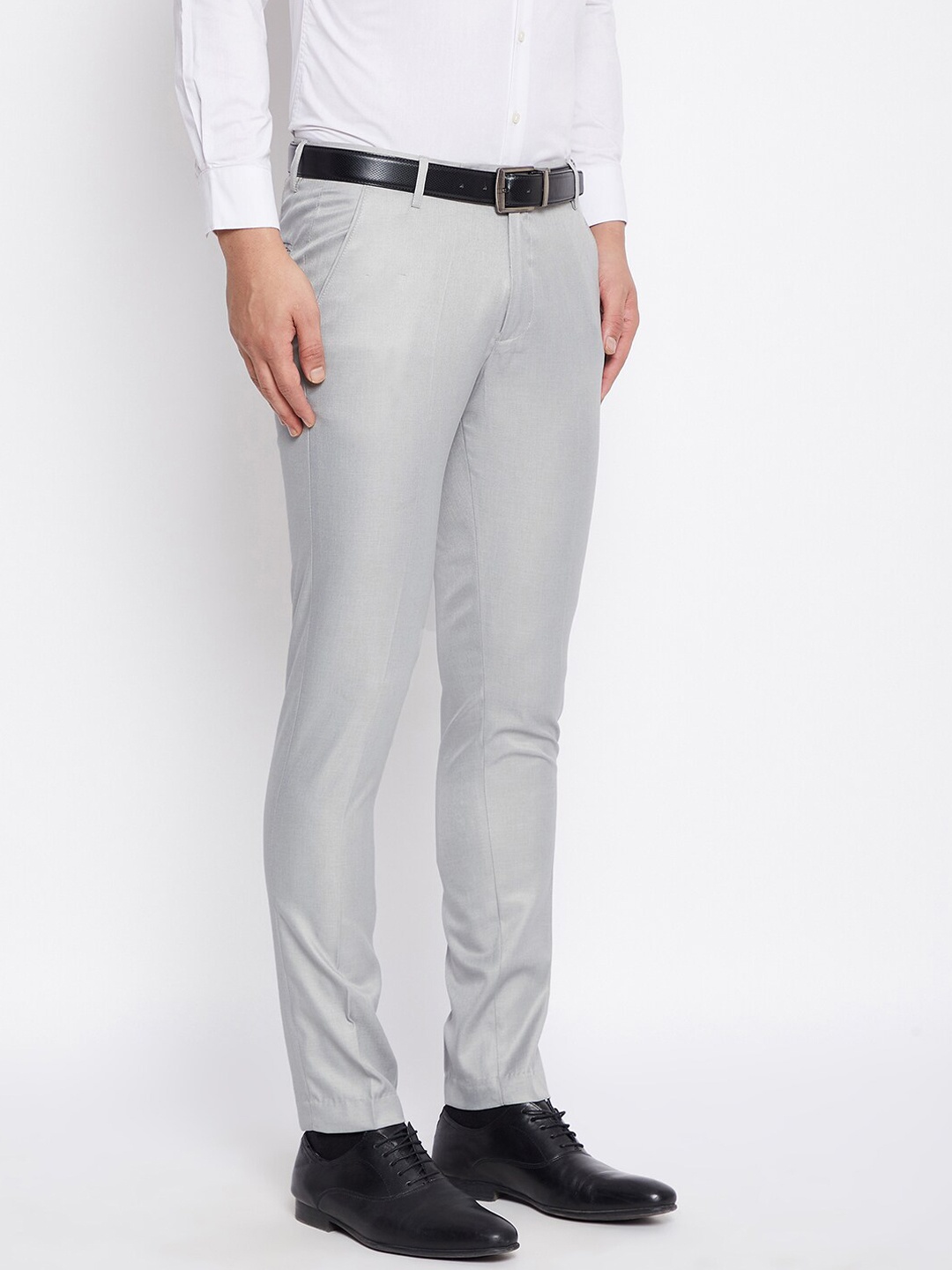 

VEI SASTRE Men Smart Slim Fit Formal Trousers, Grey