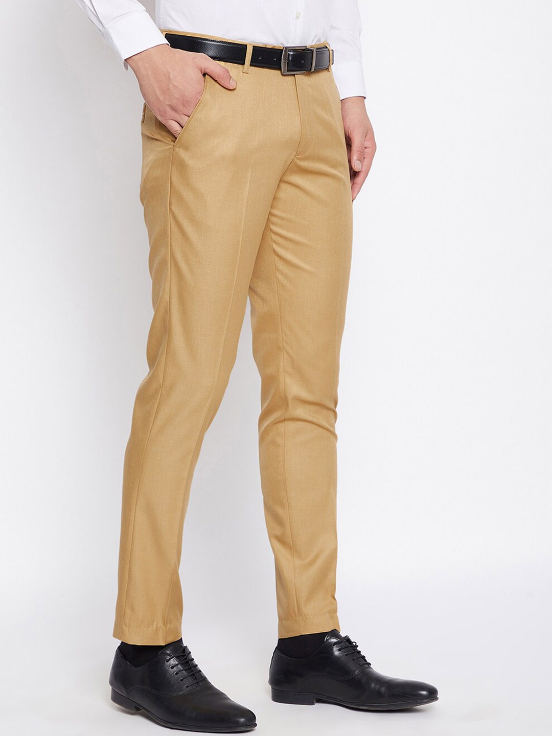 

VEI SASTRE Men Smart Slim Fit Formal Mid-Waist Trouser, Khaki