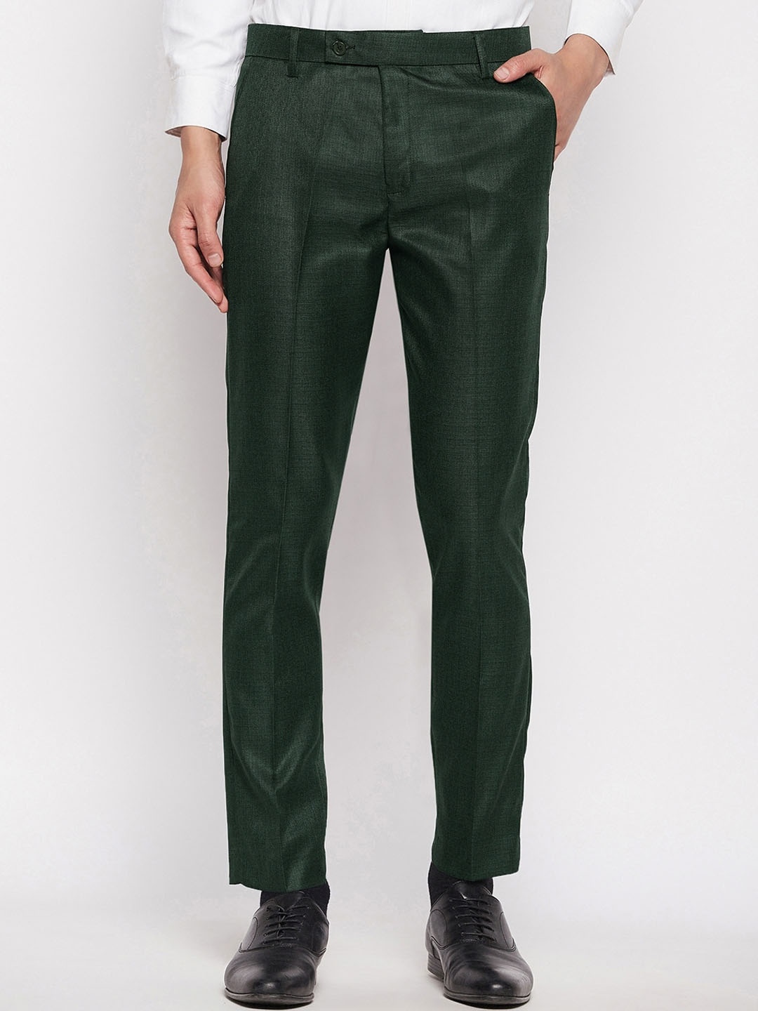 

VEI SASTRE Men Mid-Rise plain Smart Slim Fit Formal Trousers, Olive
