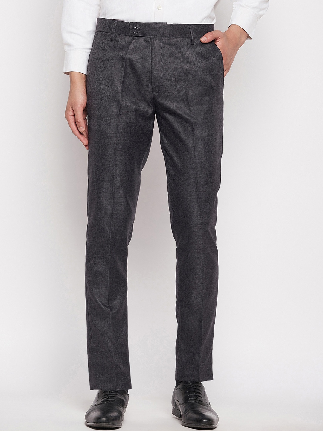 

VEI SASTRE Men Smart Slim Fit Mid-Rise Formal Trouser, Grey