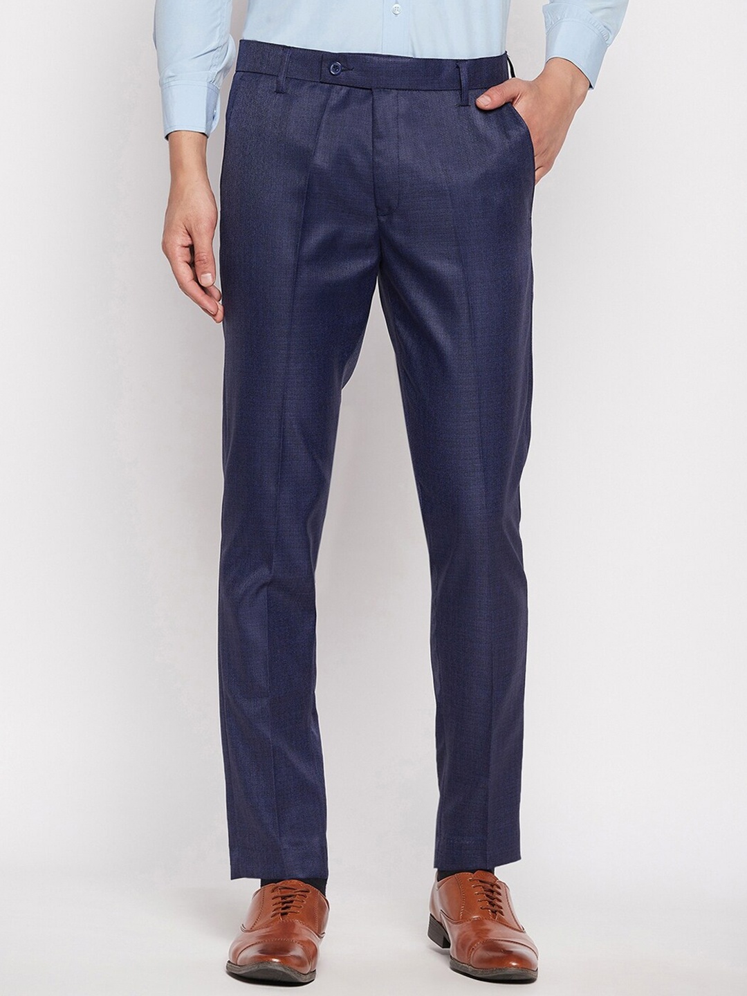 

VEI SASTRE Men Smart Slim Fit Formal Mid-Waist Trouser, Blue