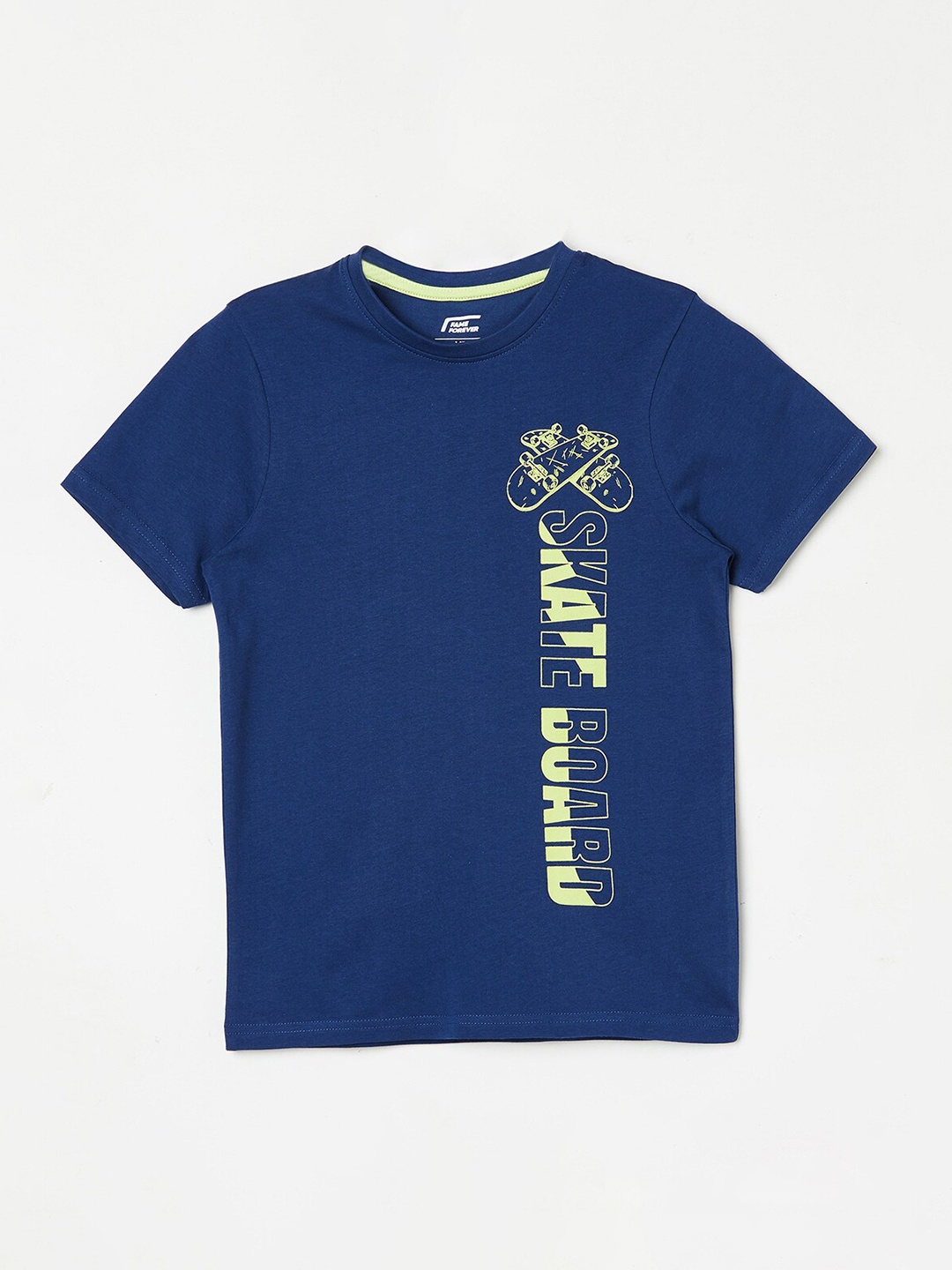 

Fame Forever by Lifestyle Boys Typography Printed Round Neck Pure Cotton T-shirt, Blue