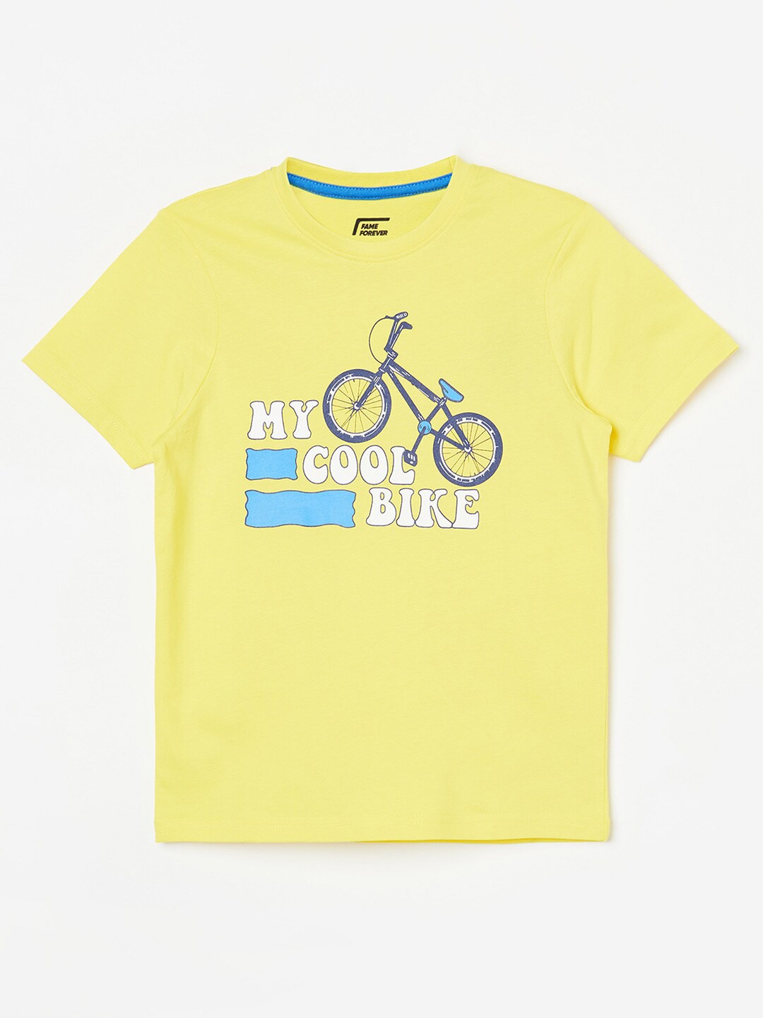 

Fame Forever by Lifestyle Boys Typography Printed Cotton T-shirt, Yellow